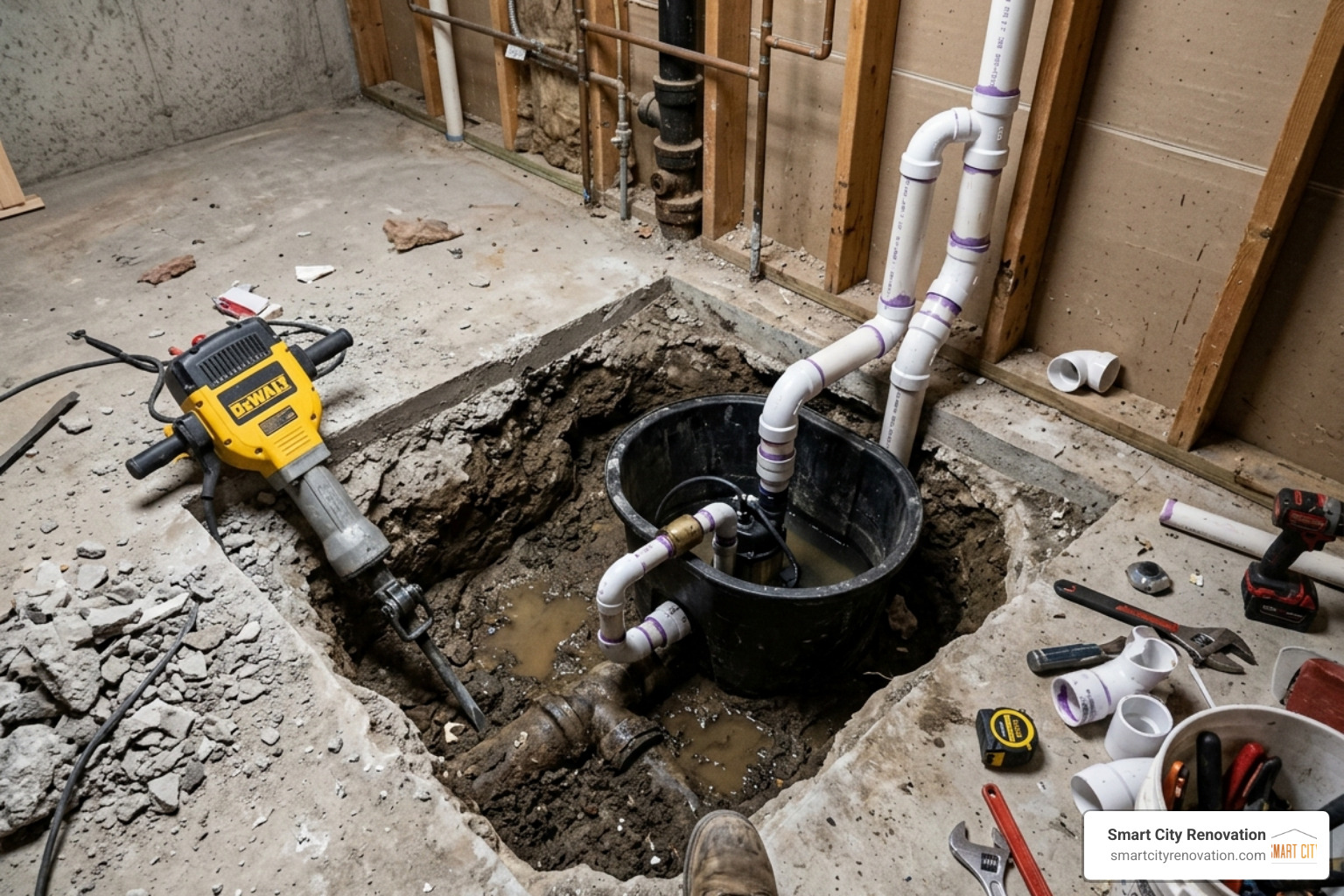 sewage ejector pump installation in a basement floor - add a bathroom to a basement sewage ejector pump installation in a basement floor - add a bathroom to a basement