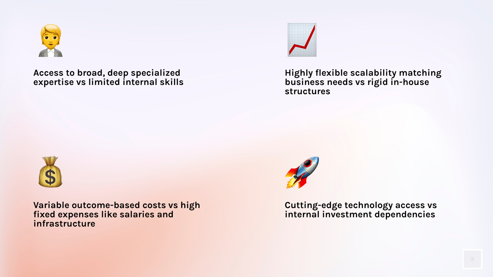 TABLE comparing in-house operations and managed service models - operational services for businesses infographic