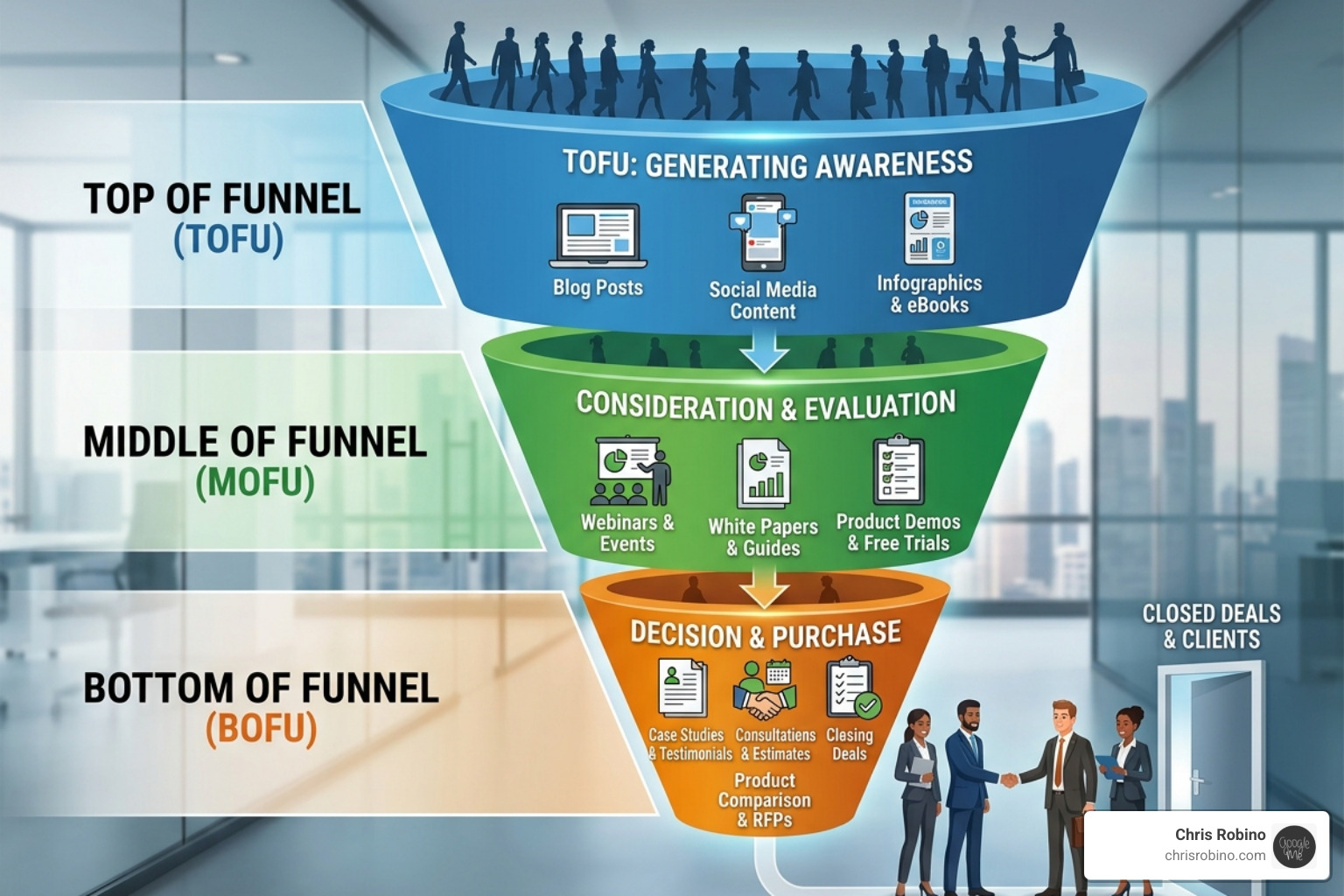 B2B sales funnel with content types - B2B content strategy