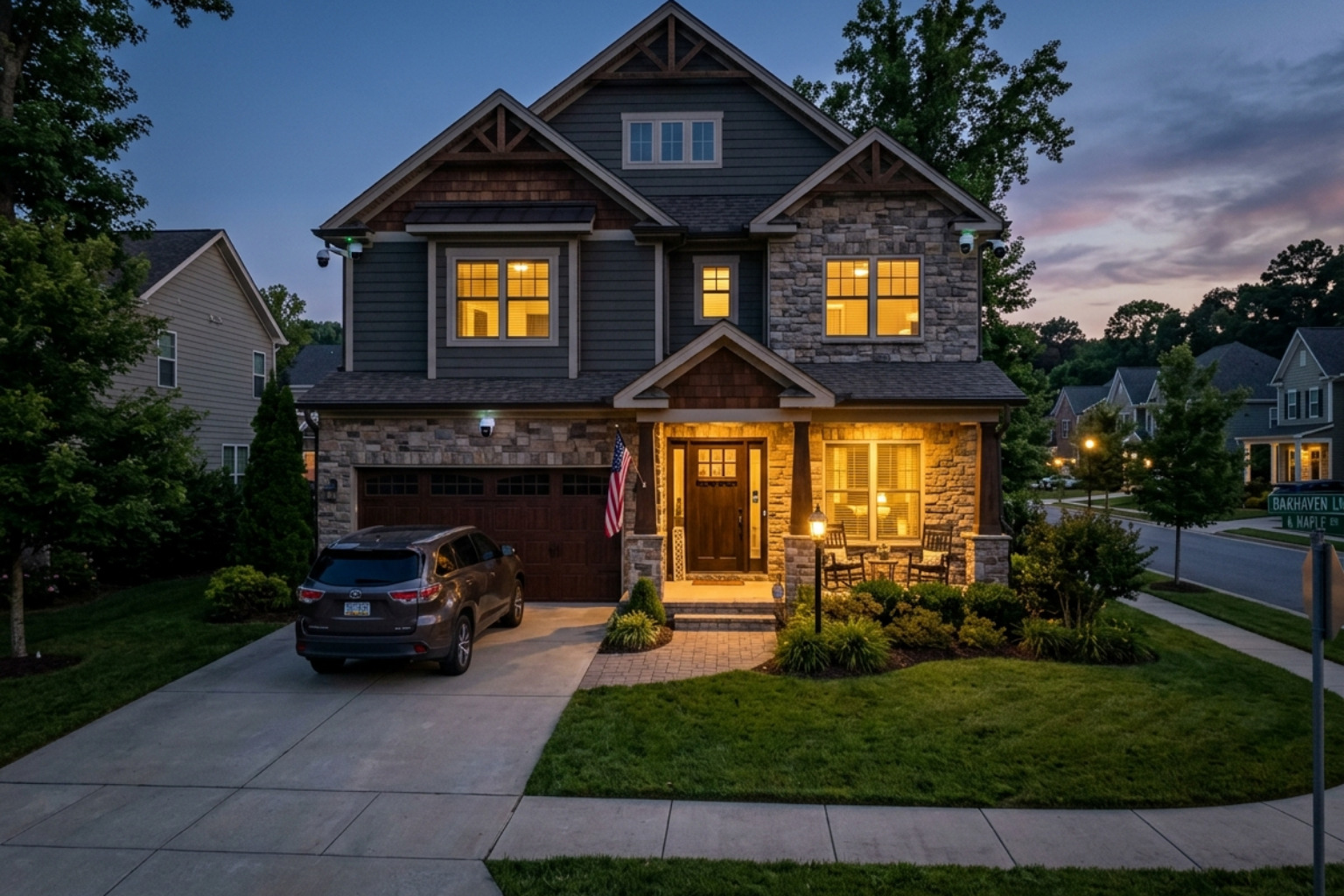 secure vacation home with visible cameras and smart locks - home security systems