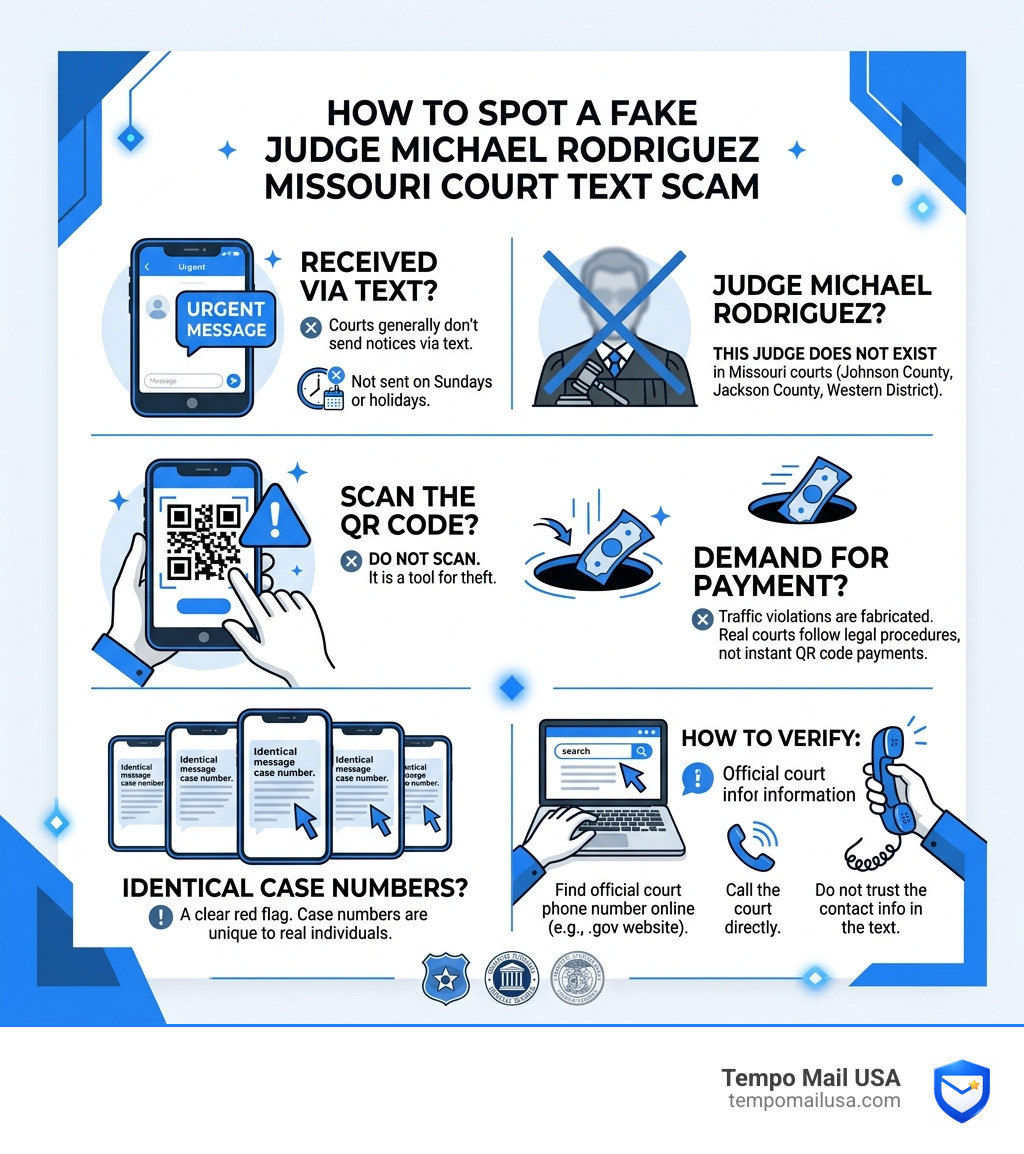 Infographic: How to spot a fake Judge Michael Rodriguez Missouri court text scam - judge michael rodriguez missouri