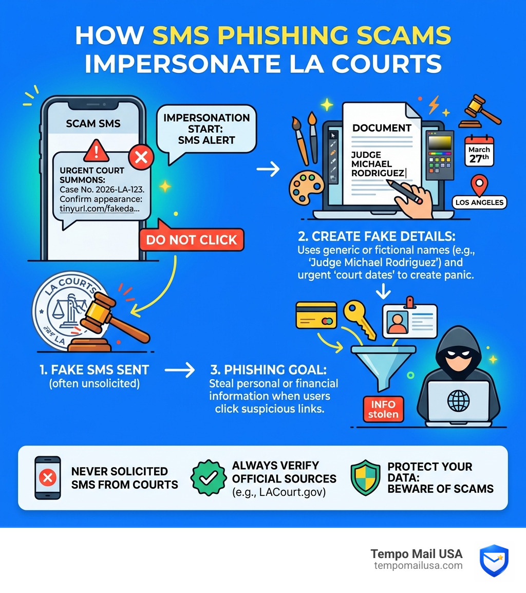 Infographic: How SMS phishing scams impersonate LA courts using fake judge names and urgent court dates - judge michael Infographic: How SMS phishing scams impersonate LA courts using fake judge names and urgent court dates - judge michael