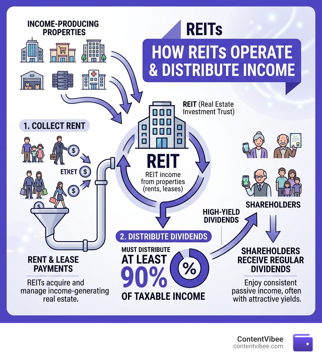 How REITs collect rent from properties and distribute dividends to shareholders - real estate investment trust high dividend