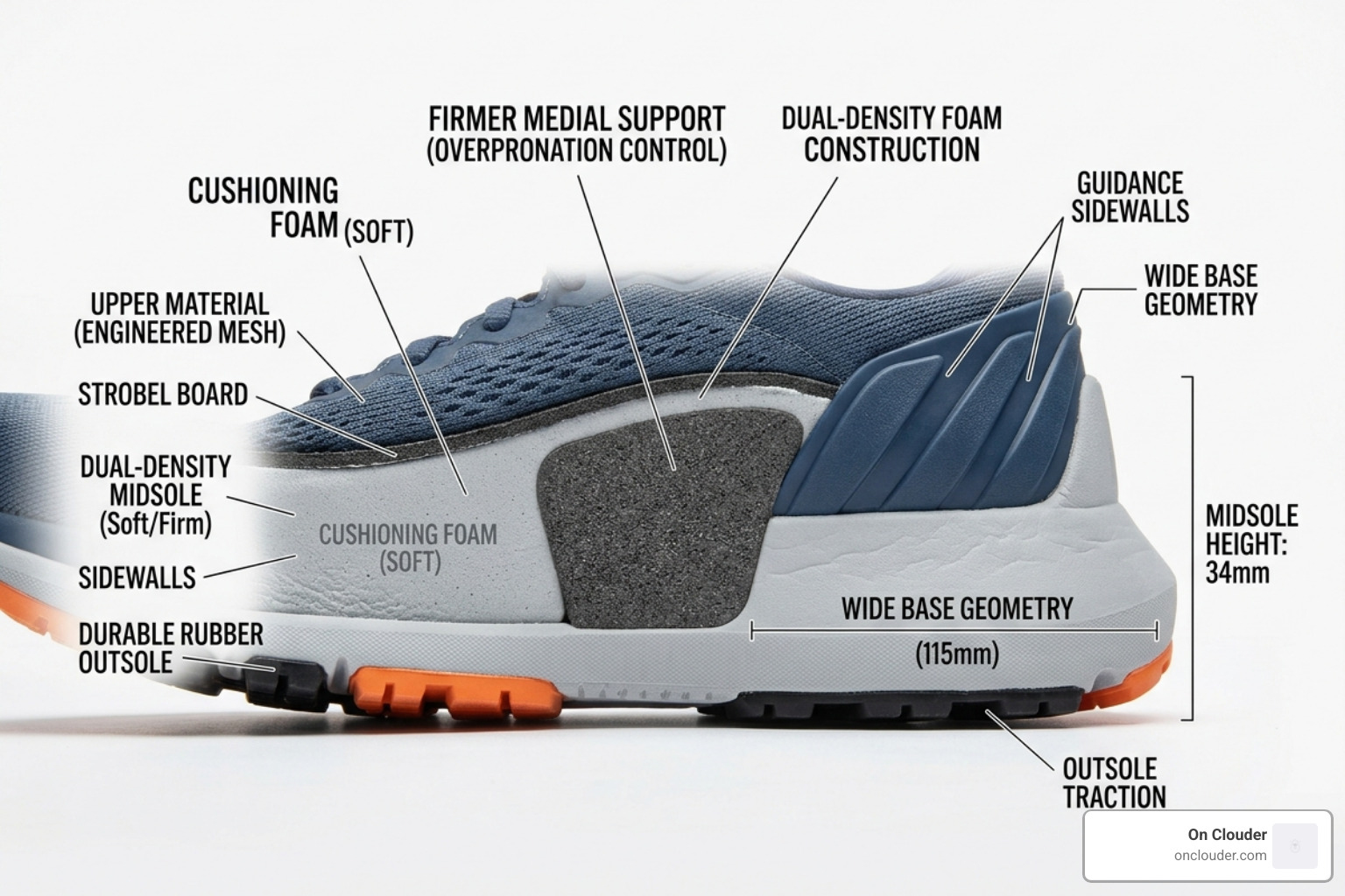 Stability shoe midsole technology and dual-density support - best running shoes for overpronation Stability shoe midsole technology and dual-density support - best running shoes for overpronation