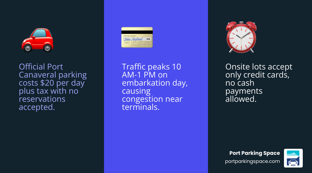 Table comparing Port Canaveral Authority parking rates versus offsite parking standards - royal caribbean cruise parking Table comparing Port Canaveral Authority parking rates versus offsite parking standards - royal caribbean cruise parking