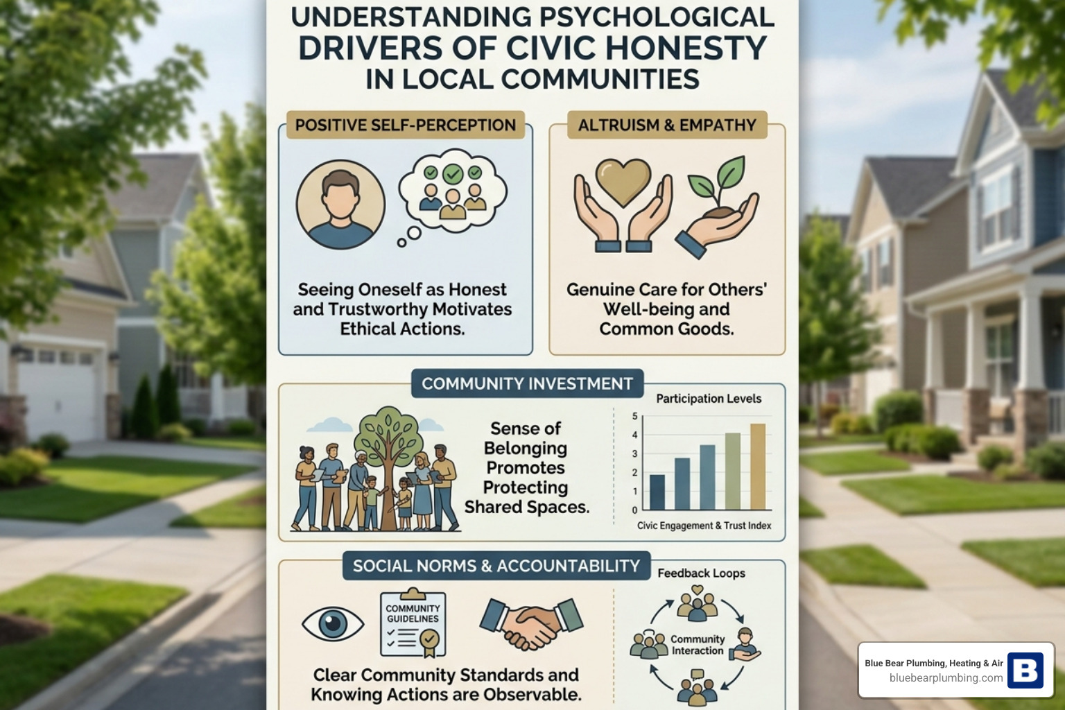infographic explaining the psychological drivers of civic honesty in local communities - how local ownership translates to infographic explaining the psychological drivers of civic honesty in local communities - how local ownership translates to