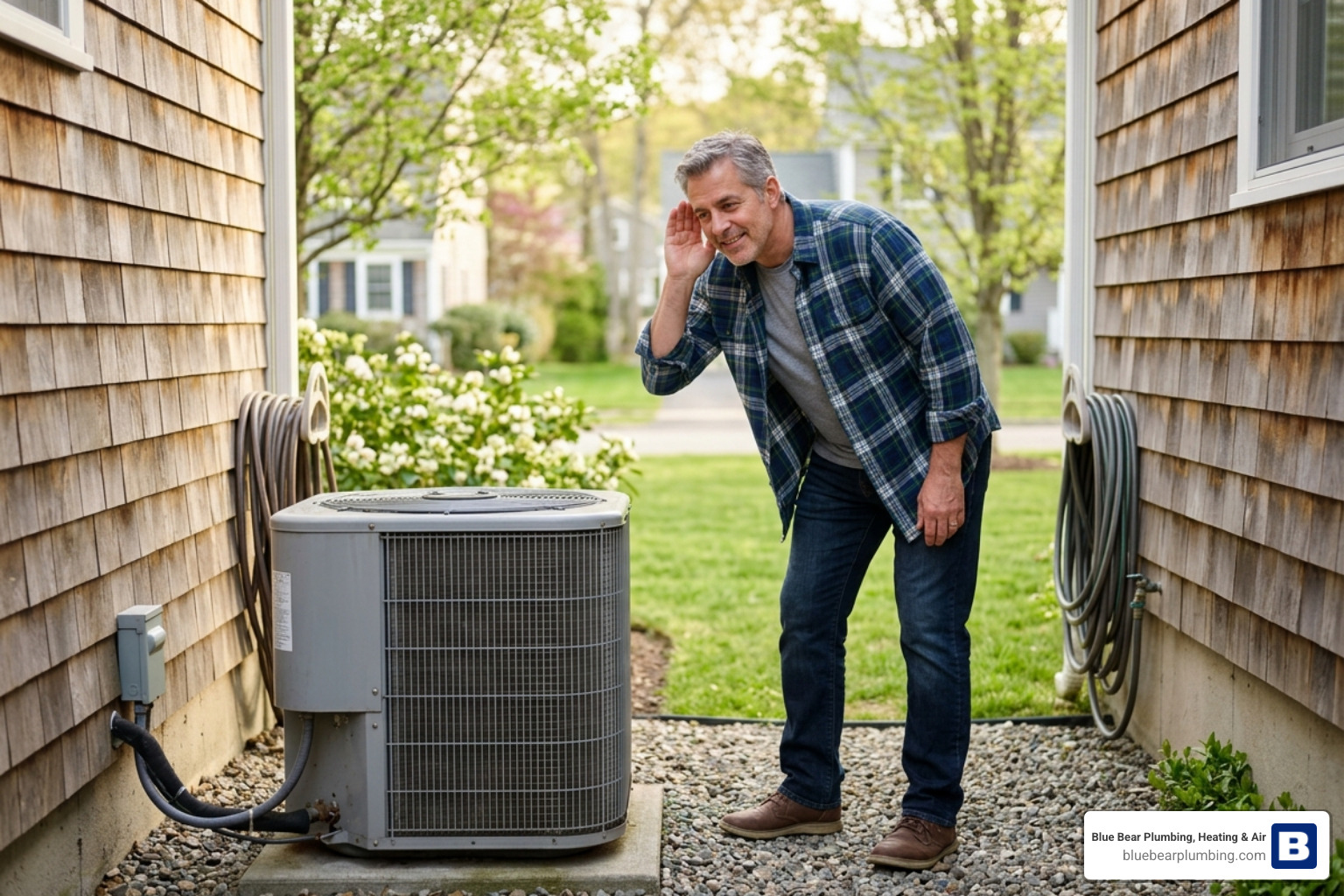homeowner in Massachusetts listening closely to their outdoor AC unit for unusual sounds - ac making strange noises what homeowner in Massachusetts listening closely to their outdoor AC unit for unusual sounds - ac making strange noises what