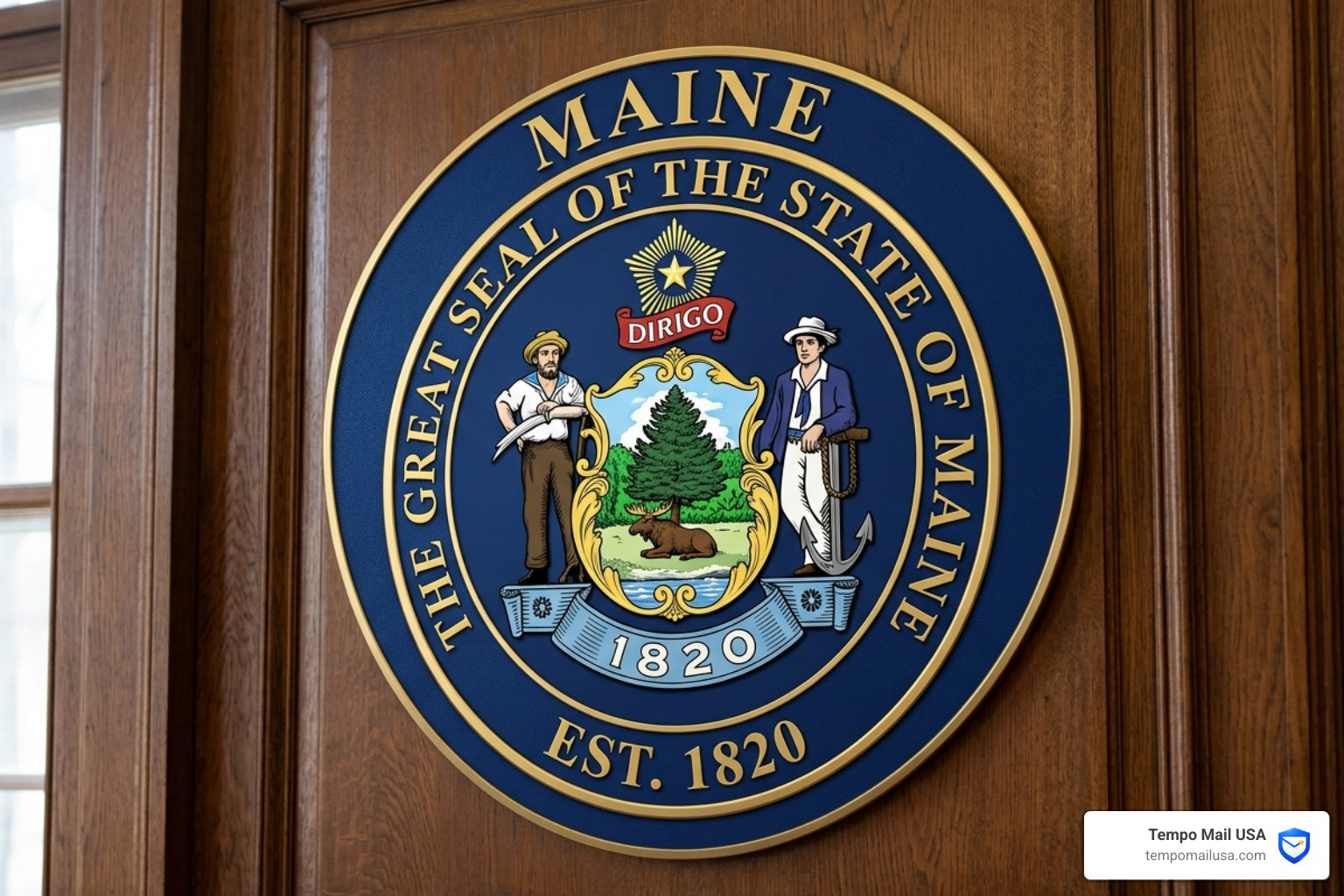 The Maine State Seal representing official judicial authority - judge michael rodriguez cumberland county maine district The Maine State Seal representing official judicial authority - judge michael rodriguez cumberland county maine district