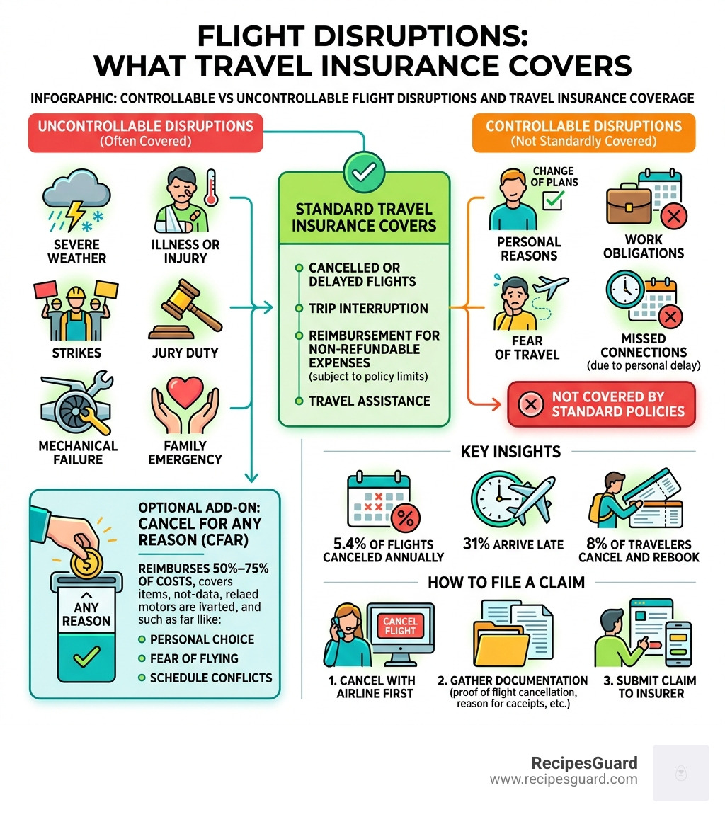 Infographic: Controllable vs uncontrollable flight disruptions and what travel insurance covers - if you have travel