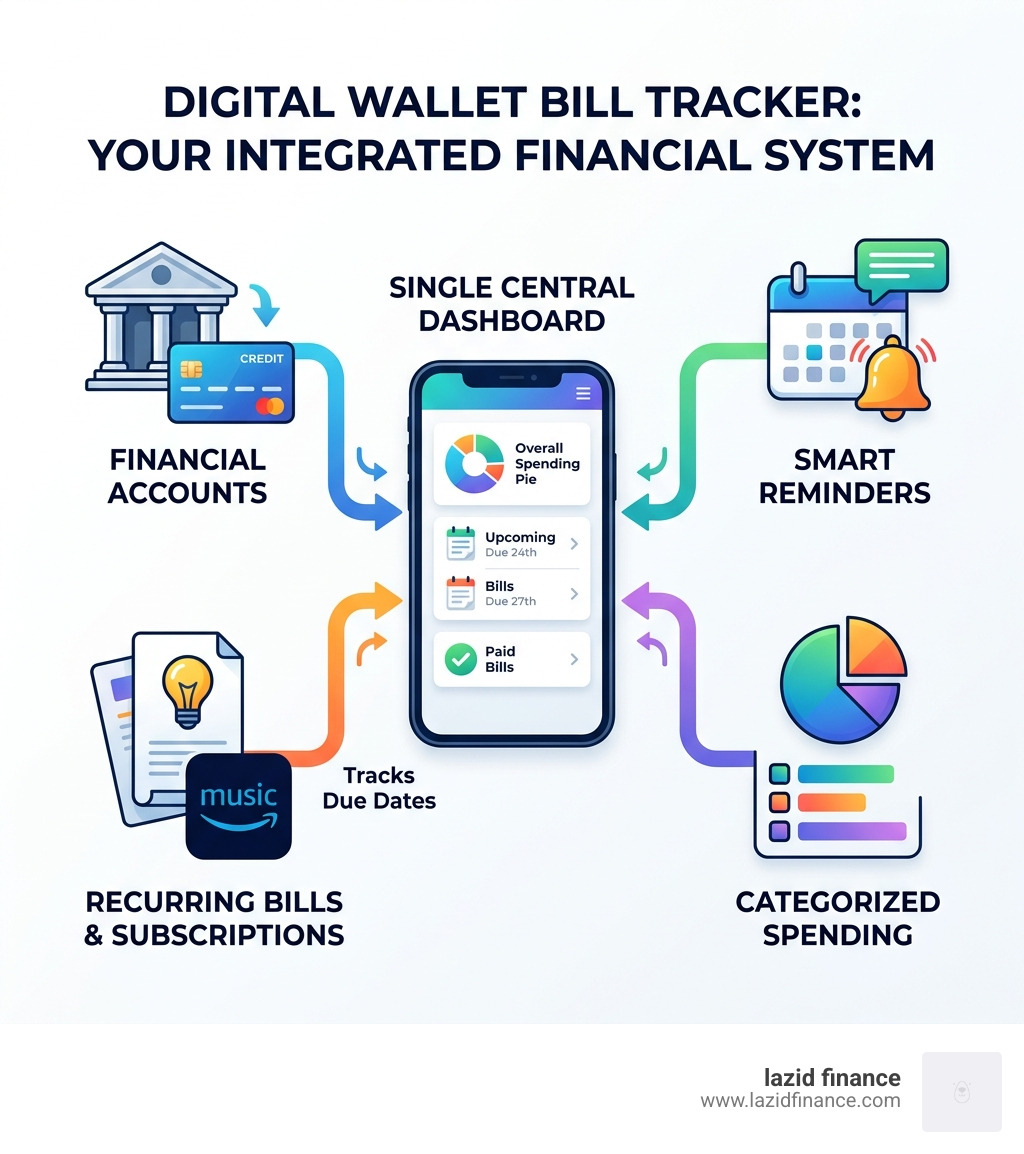 How a digital wallet bill tracker connects accounts, bills, and reminders into one system - digital wallet bill tracker