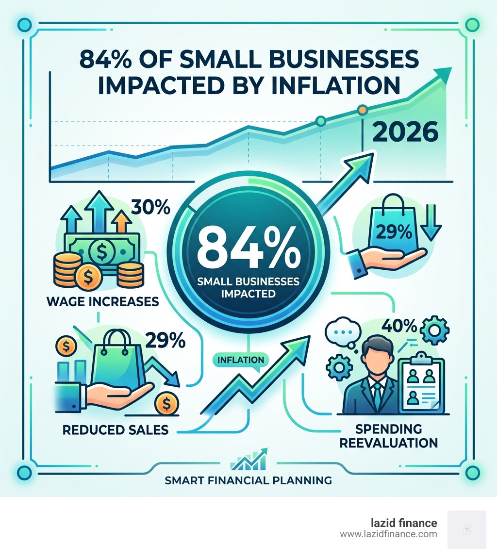 Infographic: 84% of small businesses impacted by inflation in 2026 projections - cash flow infographic 