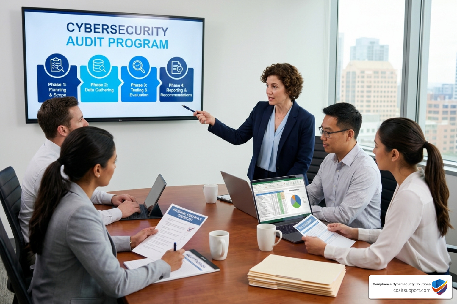 Auditor reviewing cloud security configurations and identity access logs - cybersecurity audit program Auditor reviewing cloud security configurations and identity access logs - cybersecurity audit program