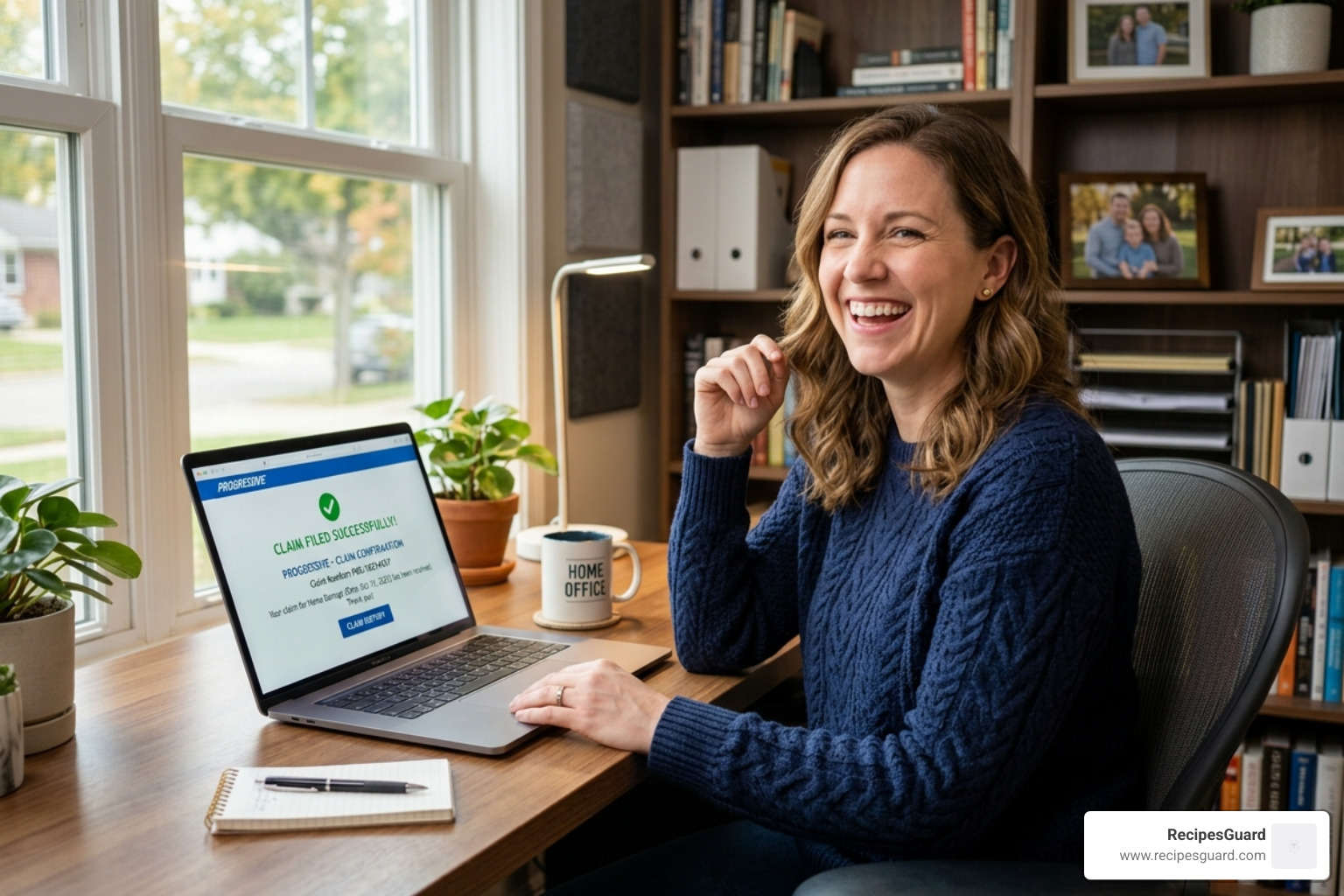 Person successfully filing an insurance claim on a laptop - disability insurance that covers pre existing conditions