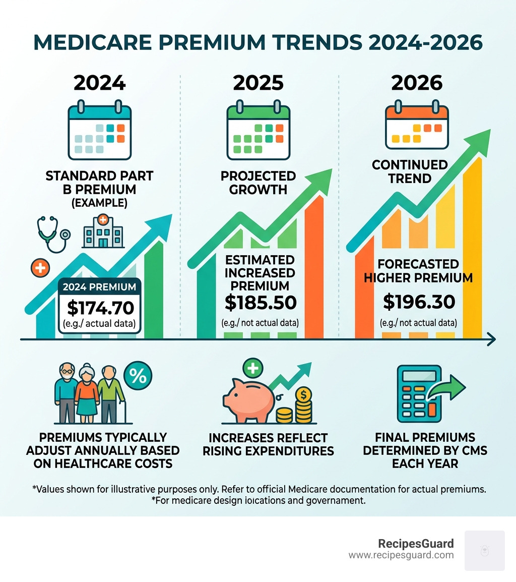 Infographic of 2024-2026 Medicare premium trends - does medicare cover emergency care in foreign countries infographic 
