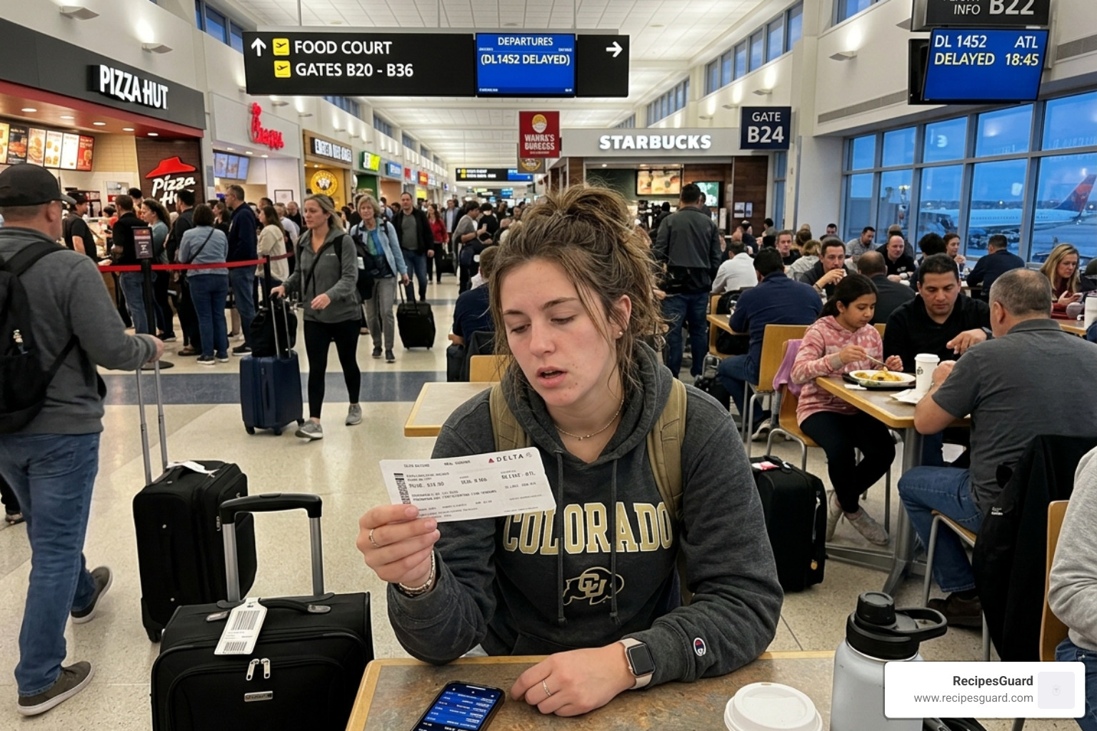 airport meal vouchers for students during flight delays - flight missed claim student