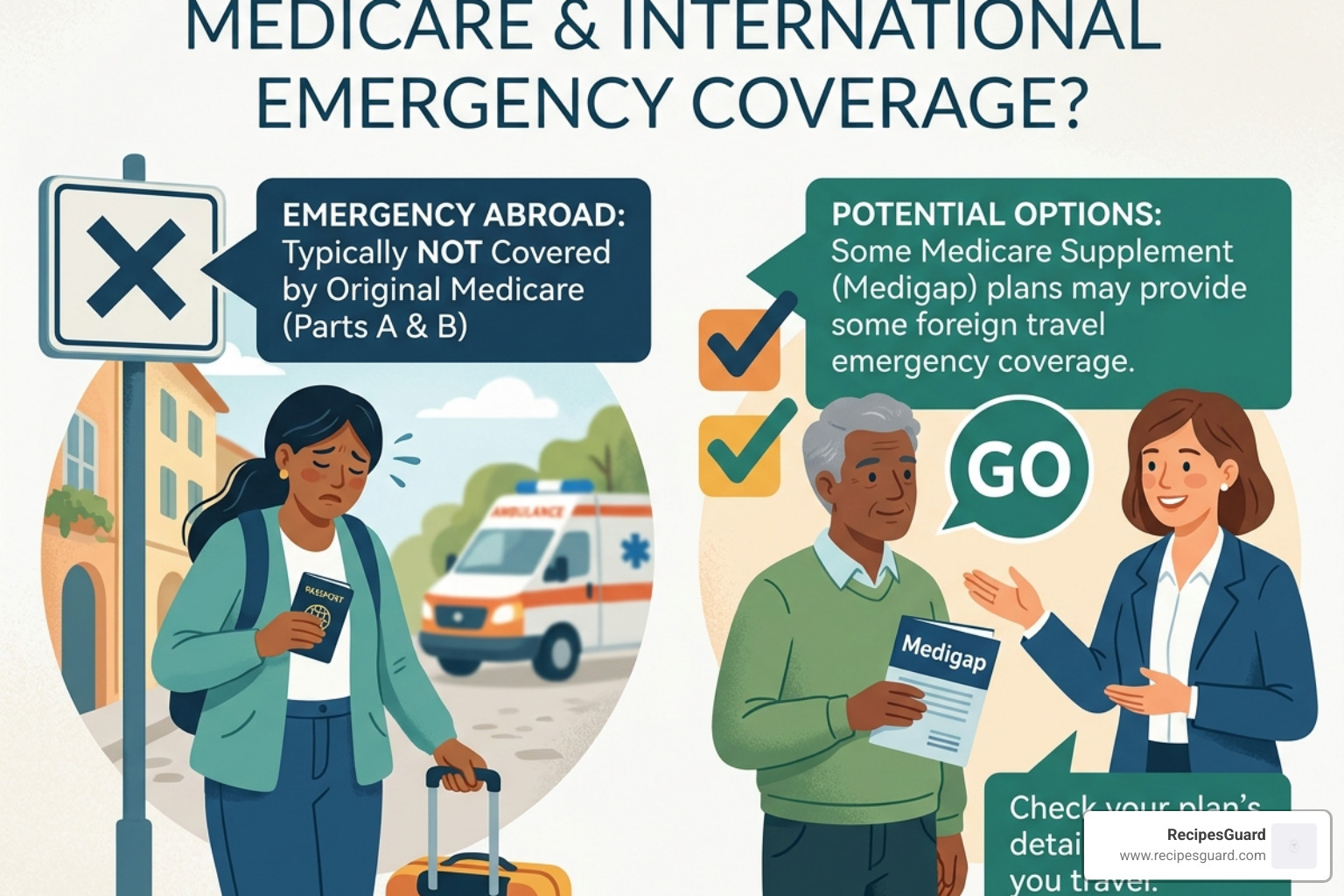 Medigap policy document highlighting travel benefits - does medicare cover emergency care in foreign countries