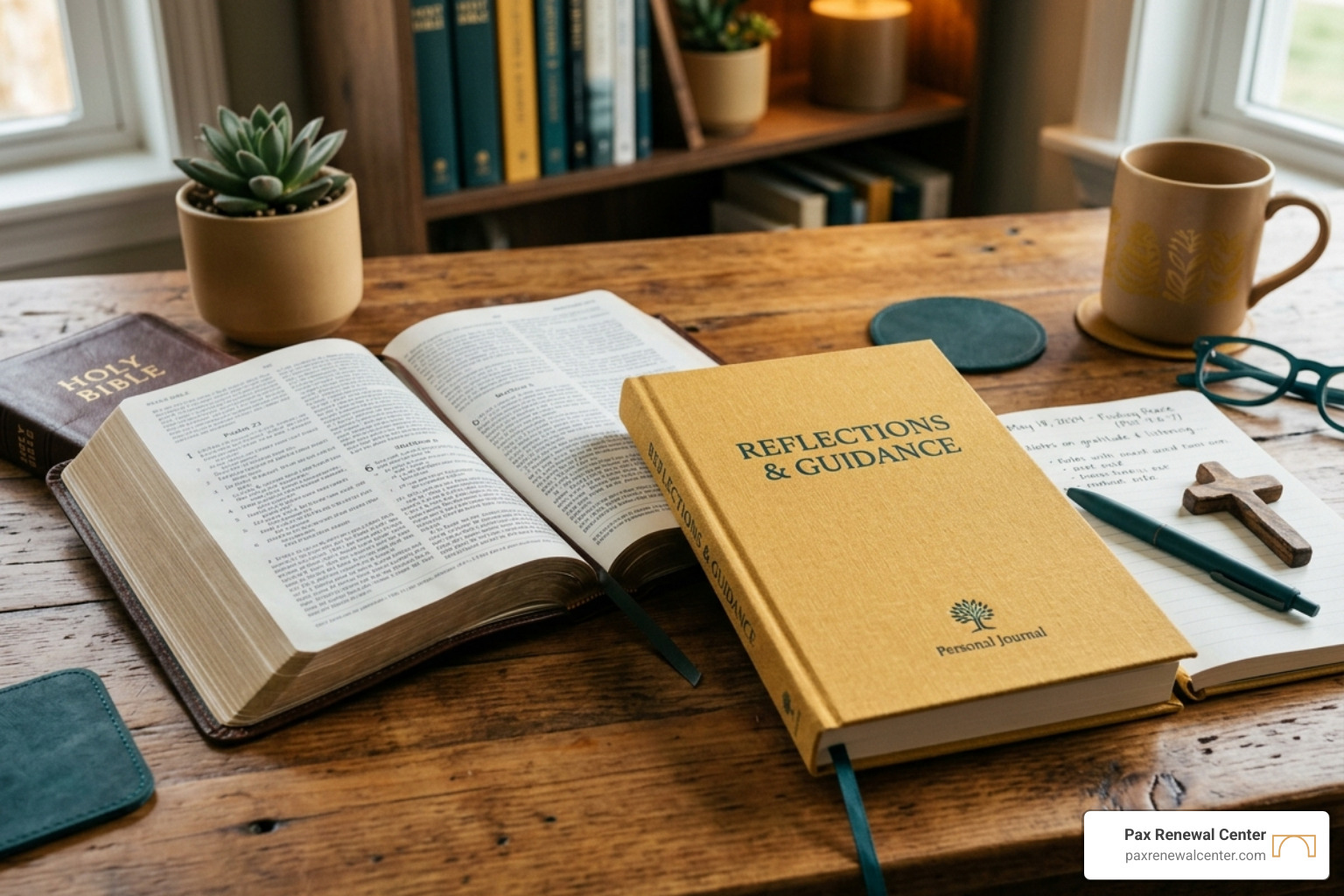 An open Bible next to a counseling journal on a wooden desk - faith based grief therapy An open Bible next to a counseling journal on a wooden desk - faith based grief therapy