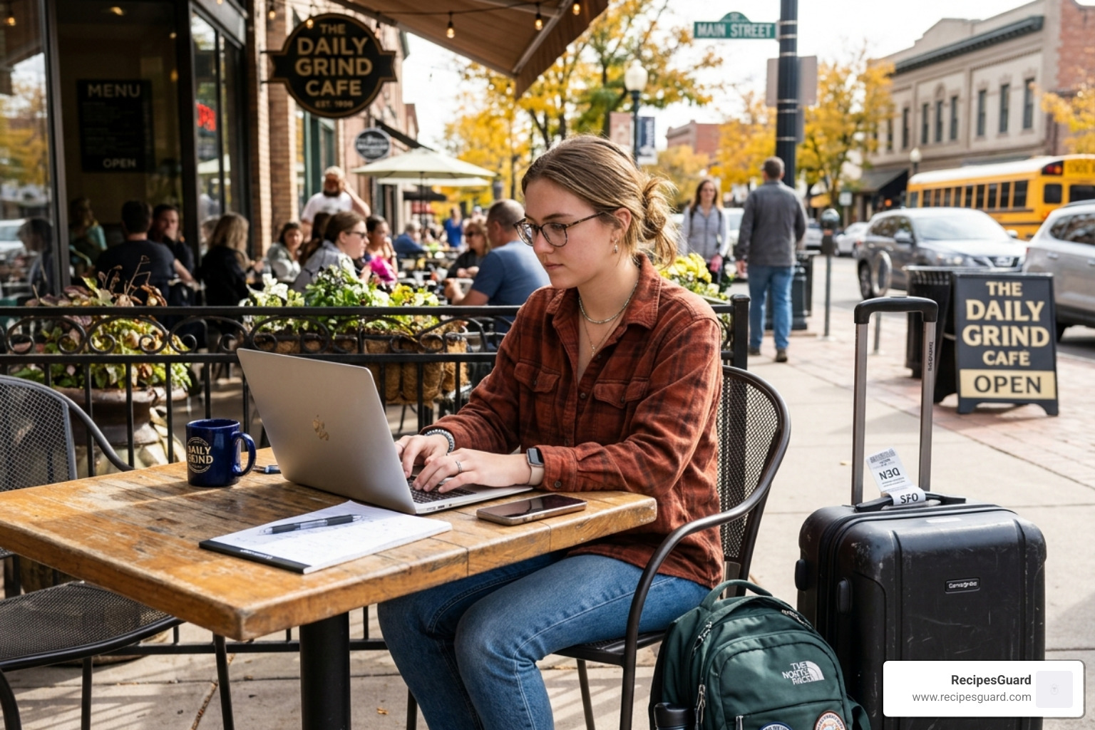student filing a claim on a laptop while traveling - visa insurance claim steps