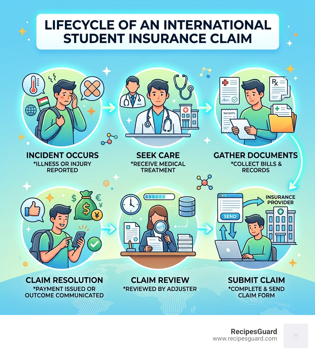 Lifecycle of an international student insurance claim from incident to resolution - international student claim help