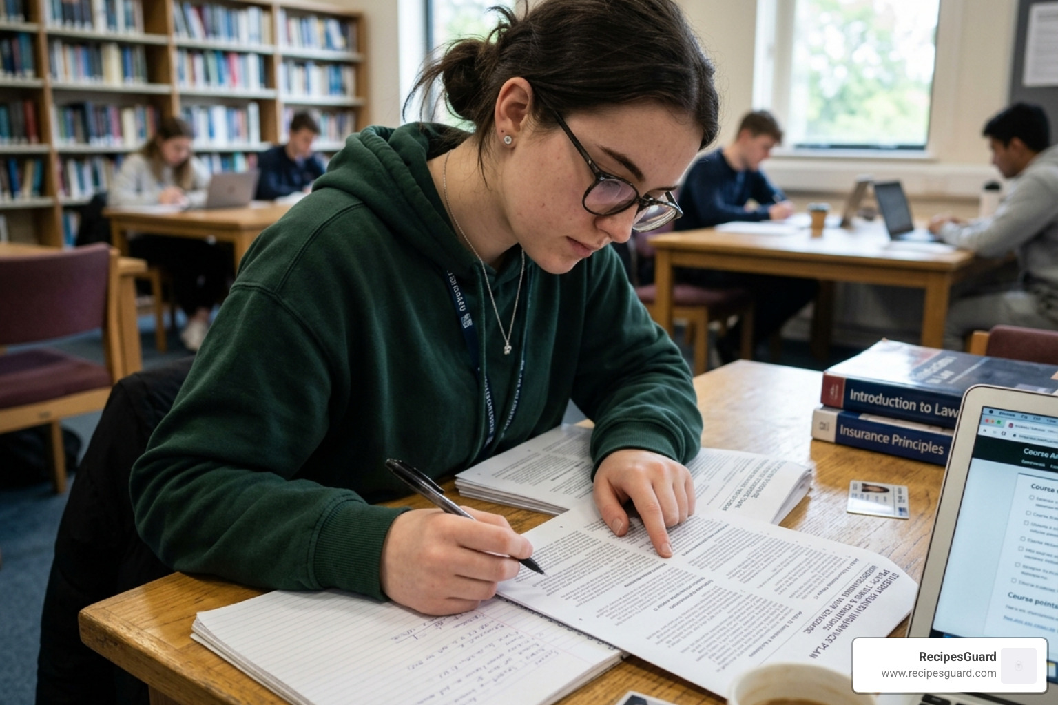 Student reading the fine print of an insurance document carefully - high risk activity exclusion