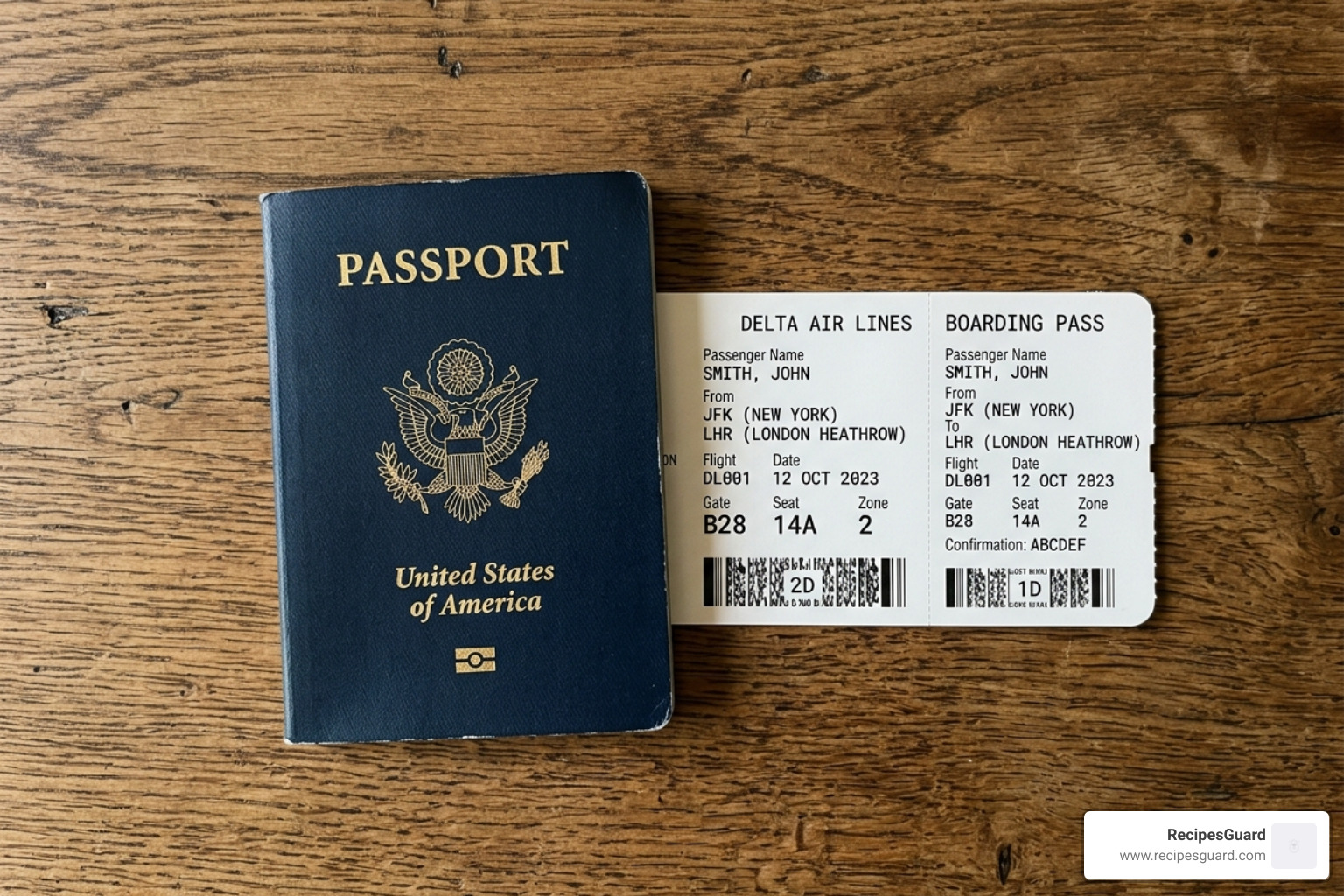 passport and boarding pass on a wooden table - flight delay compensation claim