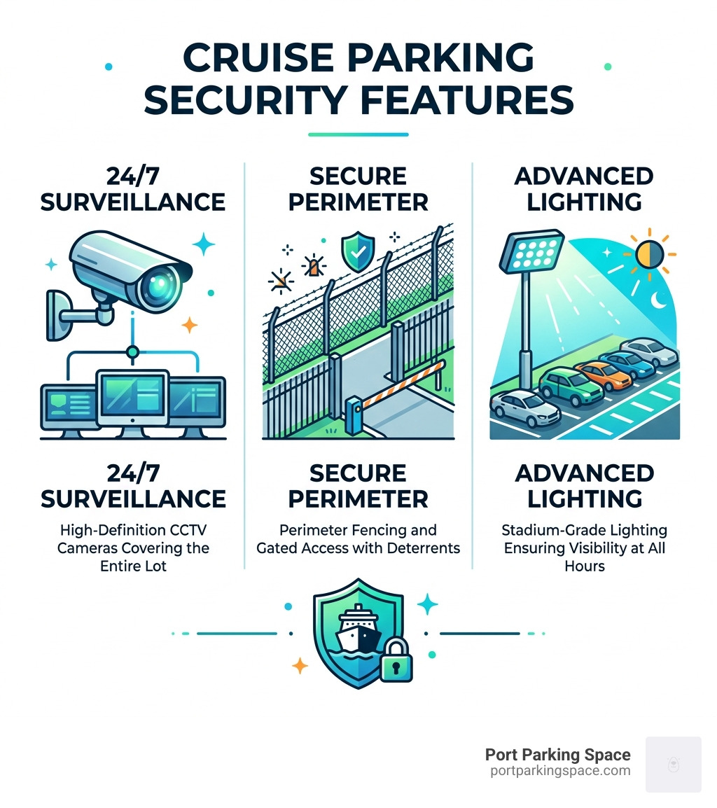 Infographic of cruise parking security features - cape canaveral parking infographic 