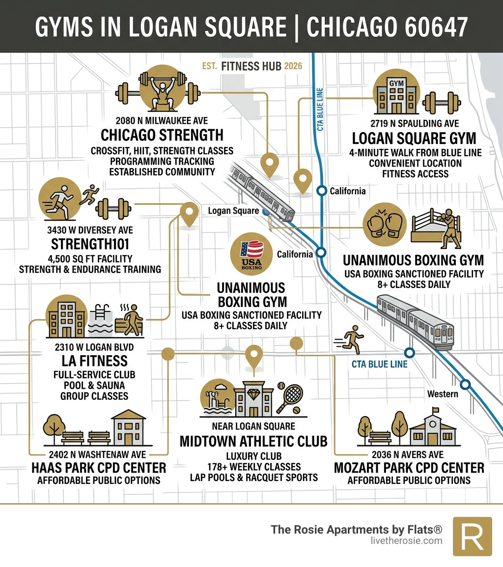 Infographic showing gym types, locations, and key features in Logan Square Chicago 60647 - gyms logan square chicago Infographic showing gym types, locations, and key features in Logan Square Chicago 60647 - gyms logan square chicago