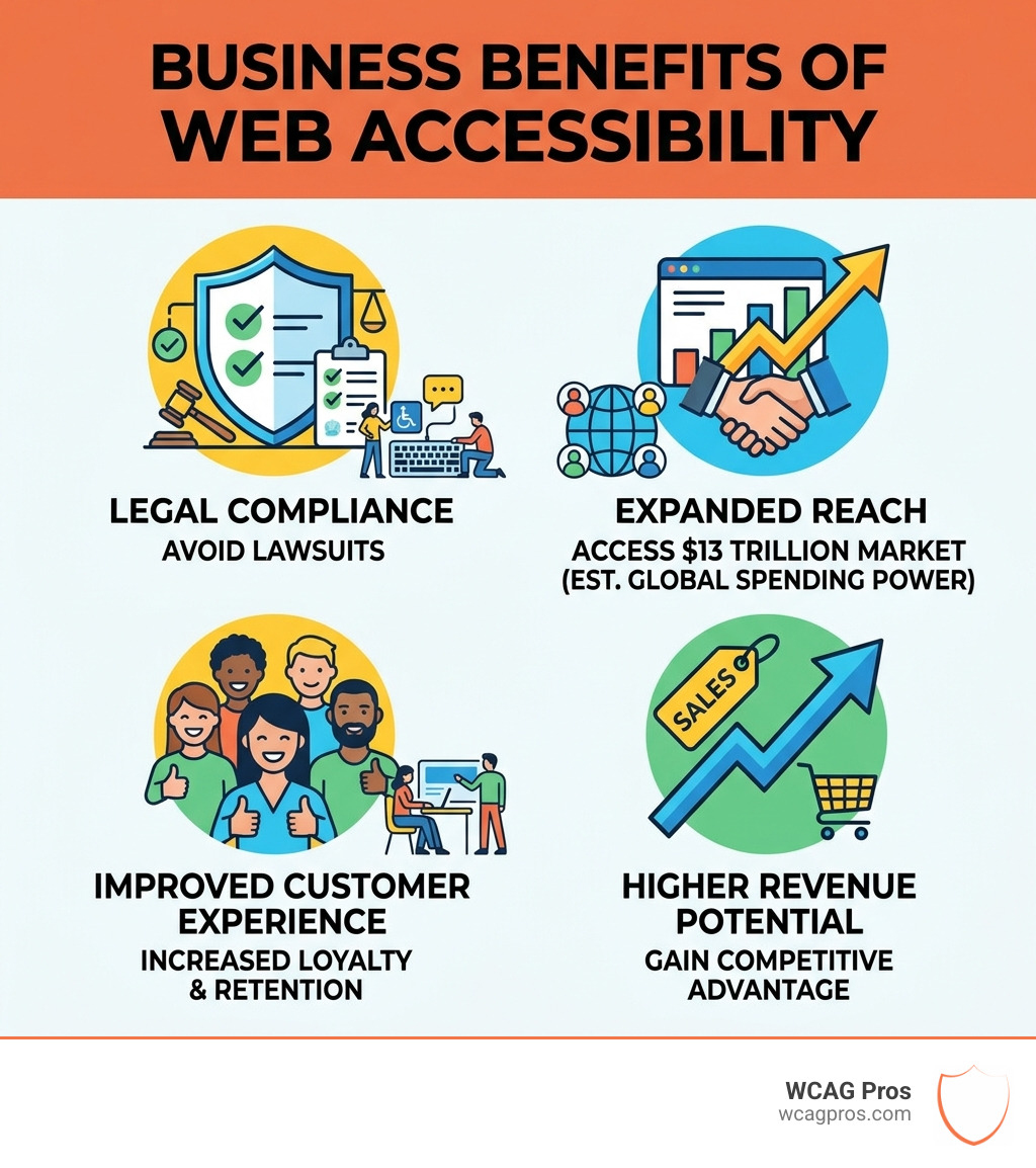 Infographic showing the business benefits of web accessibility - test site for accessibility infographic Infographic showing the business benefits of web accessibility - test site for accessibility infographic
