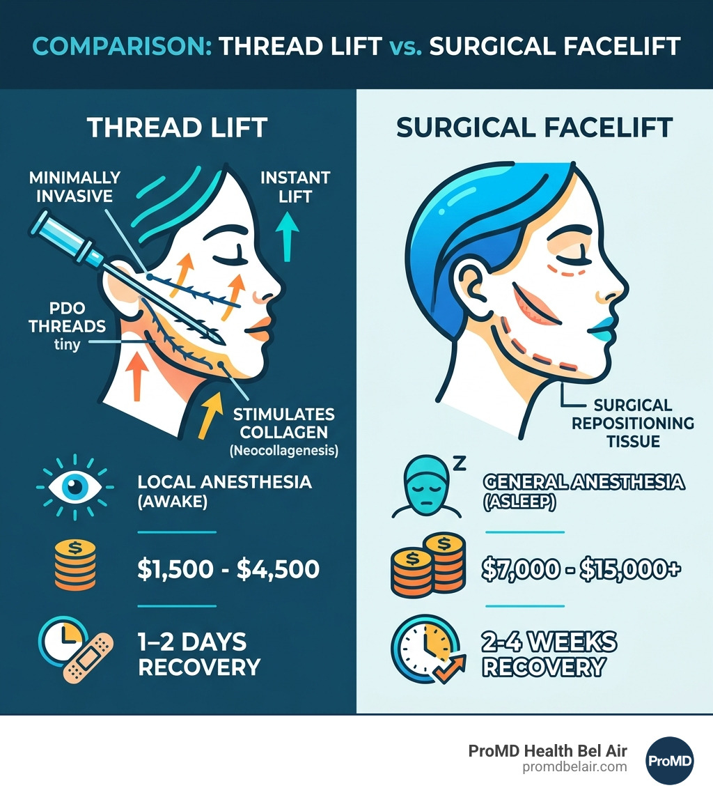 comparison of thread lifts vs surgical facelifts - thread lifts for jowls infographic 
