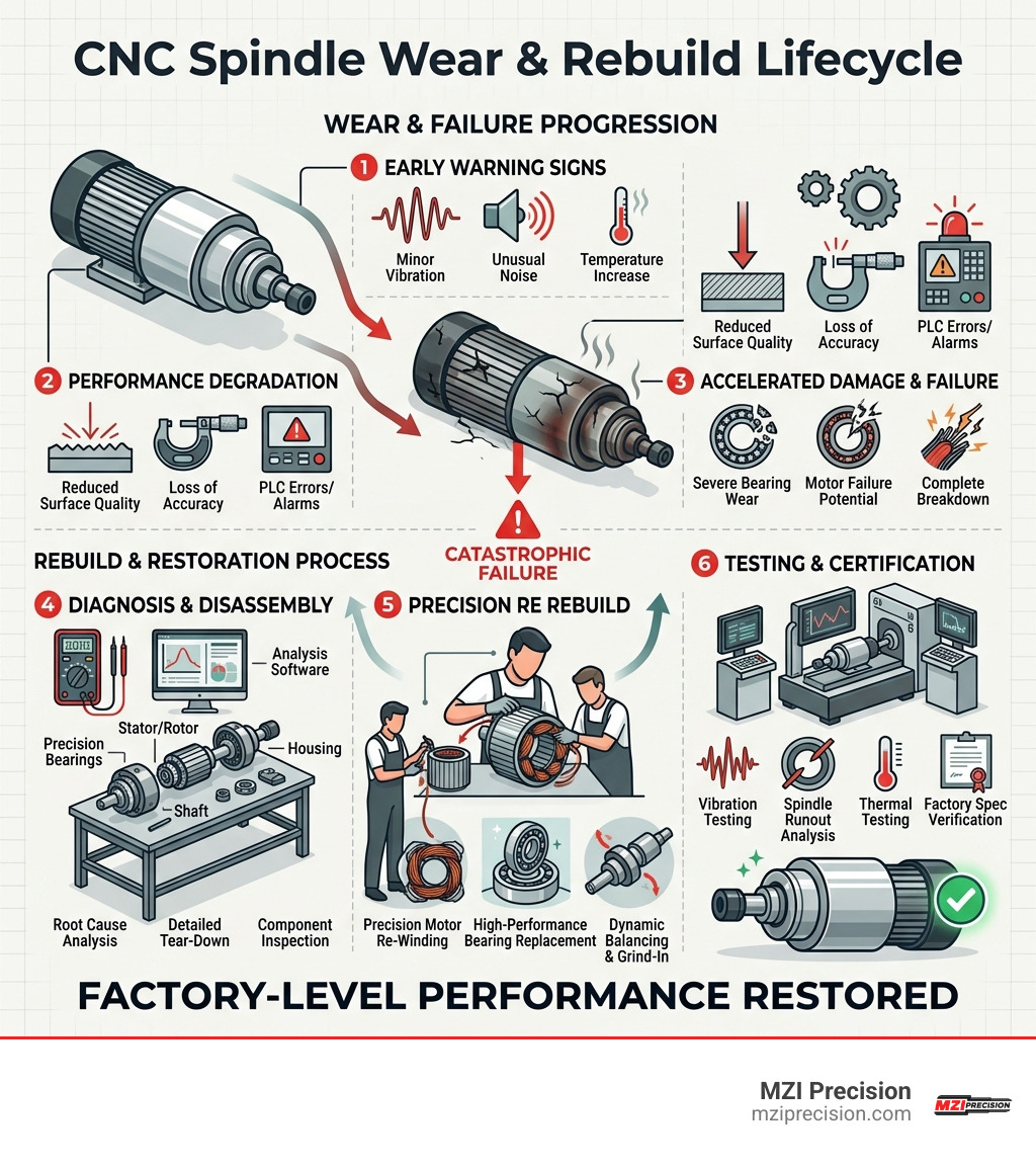 LIFECYCLE OF INDUSTRIAL CNC SPINDLE WEAR FROM EARLY WARNING SIGNS TO FULL REBUILD RESTORATION - MACHINE TOOL SPINDLE REPAIR LIFECYCLE OF INDUSTRIAL CNC SPINDLE WEAR FROM EARLY WARNING SIGNS TO FULL REBUILD RESTORATION - MACHINE TOOL SPINDLE REPAIR