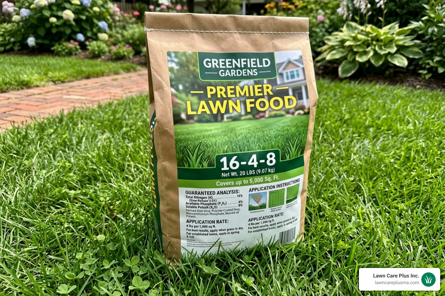 Fertilizer bag showing NPK numbers and instructions for application - best fertilizer for zoysia grass