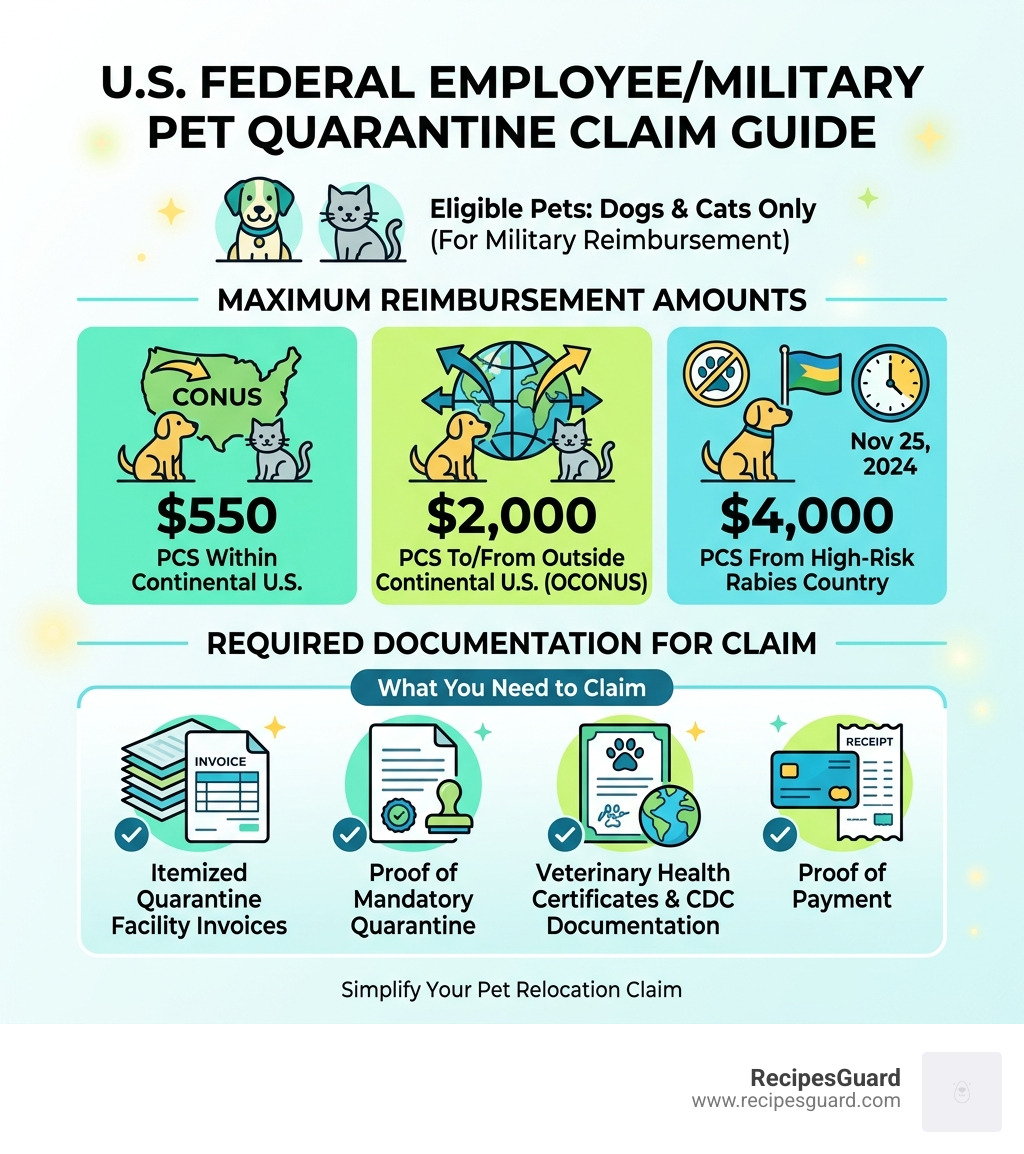 International pet relocation and quarantine process infographic - claim for pet quarantine infographic 