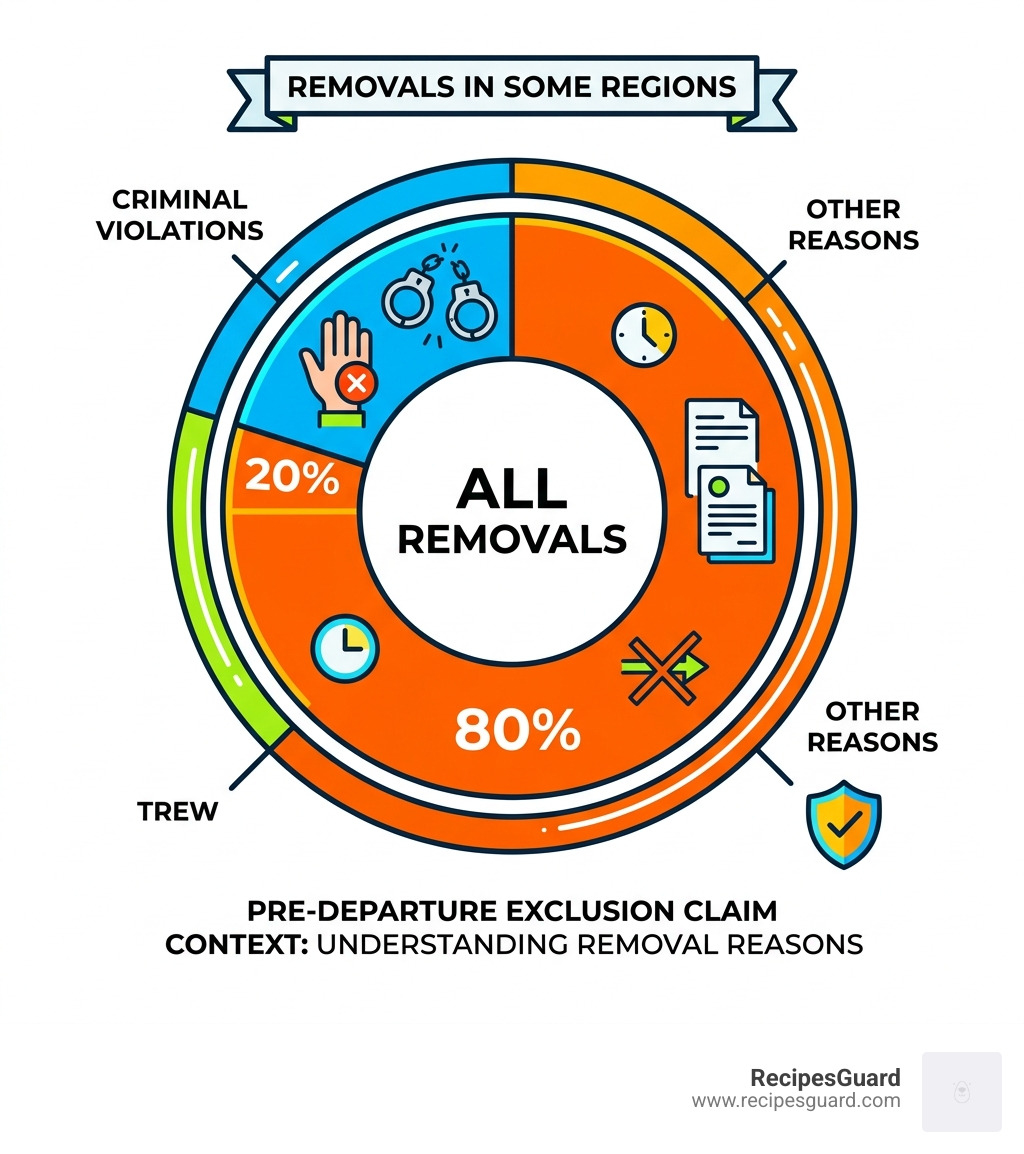 Infographic showing that 20% of removals in some regions are due to criminal violations - pre departure exclusion claim