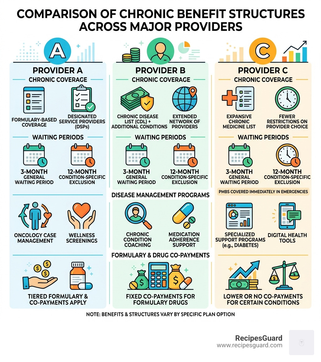 Comparison of chronic benefit structures across major providers - medical aid that covers pre existing conditions