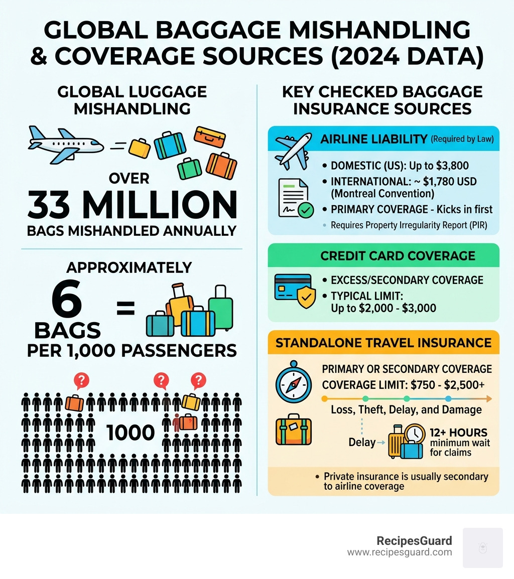 How often is luggage mishandled globally in 2024 with key checked baggage insurance coverage sources - checked baggage