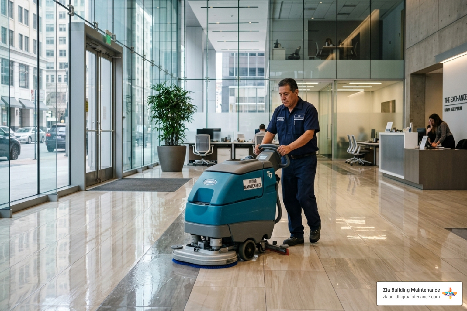 janitor performing floor maintenance in a commercial building - janitor and cleaner janitor performing floor maintenance in a commercial building - janitor and cleaner