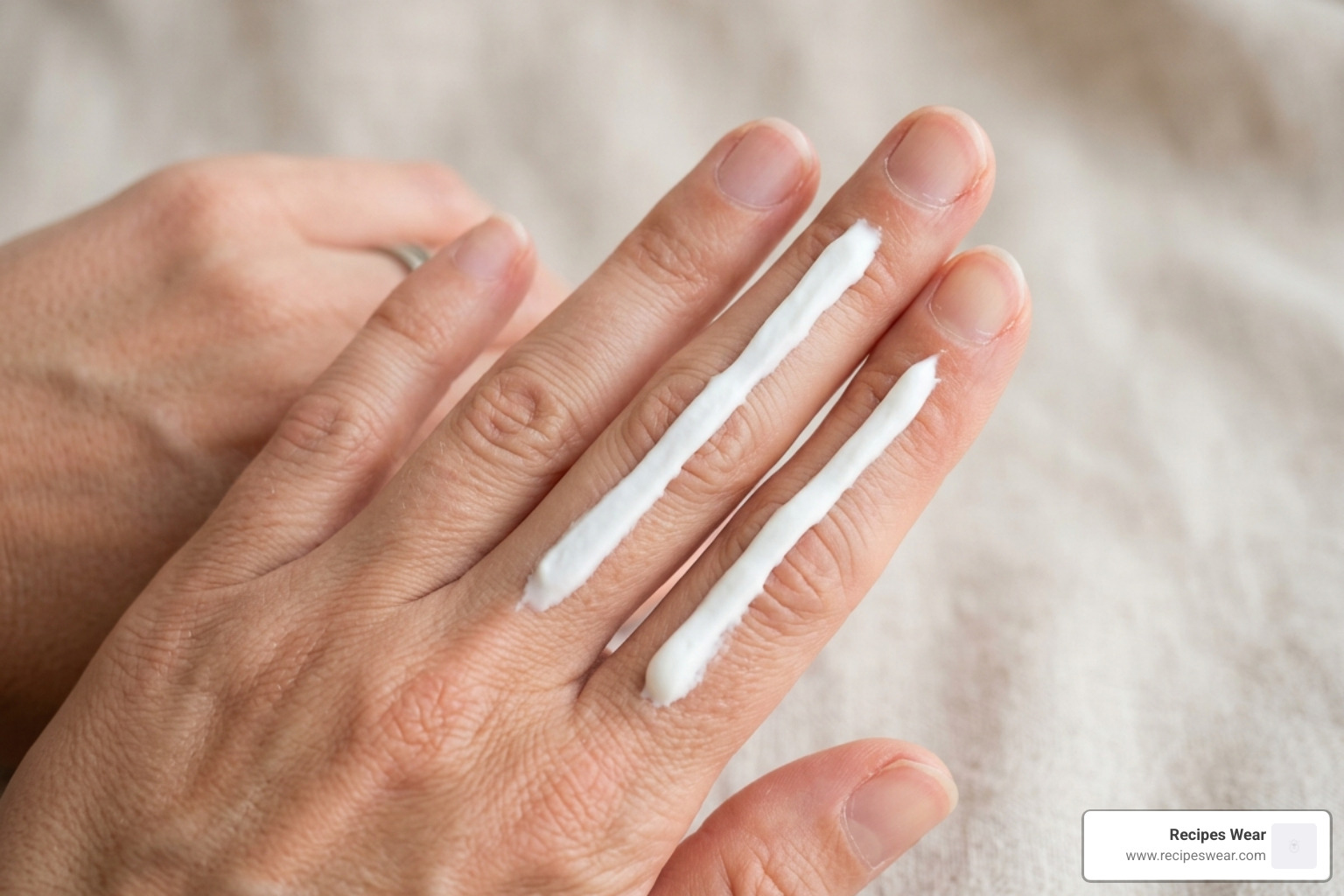 The "two-finger rule" for sunscreen application: two strips of product on the index and middle fingers for full face