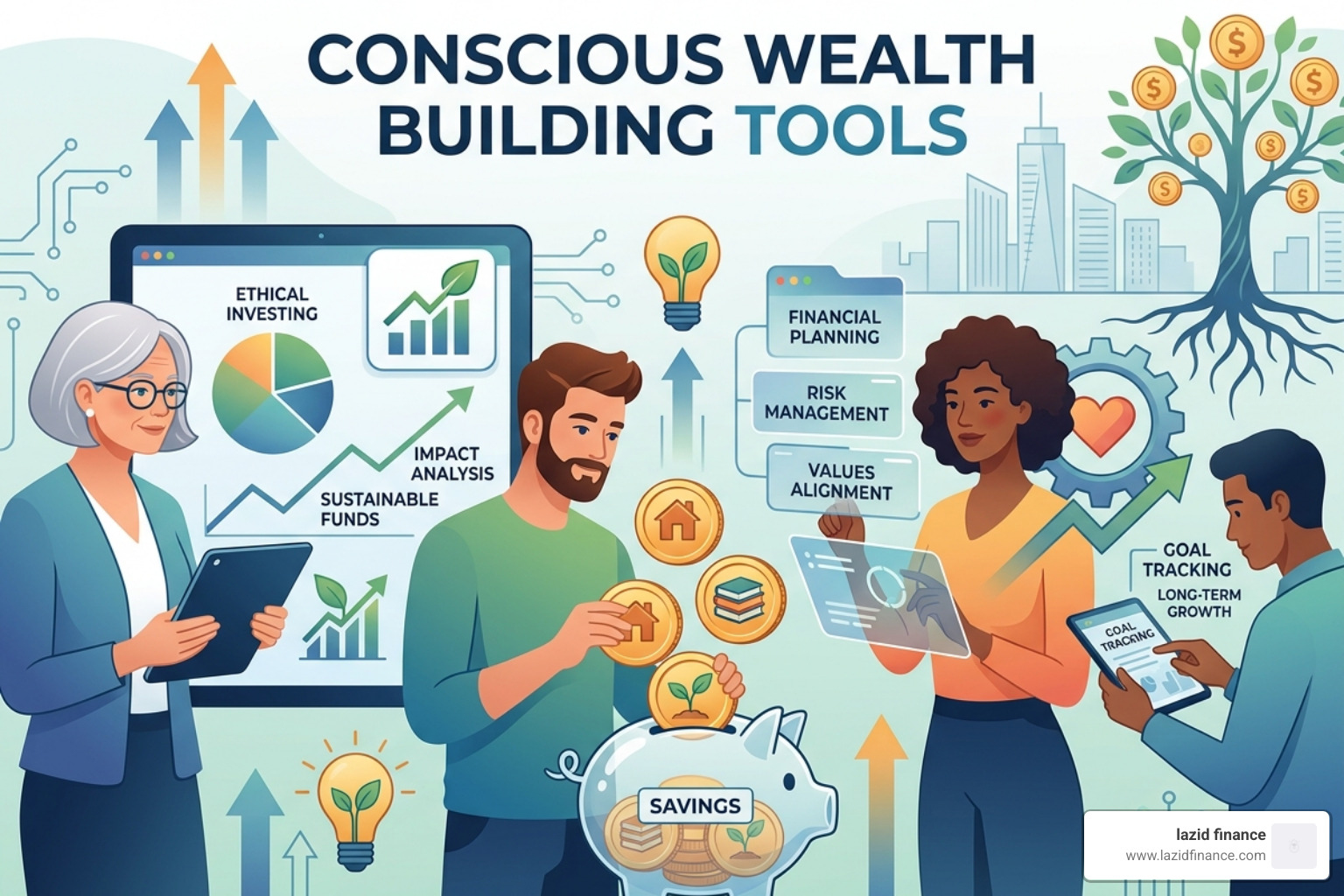 Illustration of the shift from financial fear and scarcity to a state of flow and abundance - conscious wealth building tools