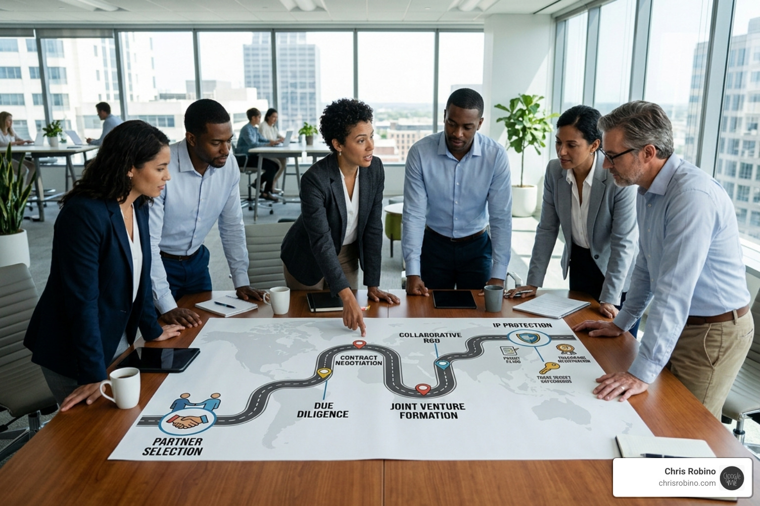 Strategic roadmap for 2026 innovation showing the path from partner selection to IP protection - how firms use cooperative