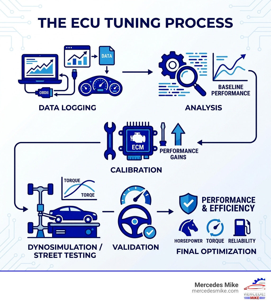 ECU tuning process from data logging to final calibration infographic - ecm tuners near me infographic 