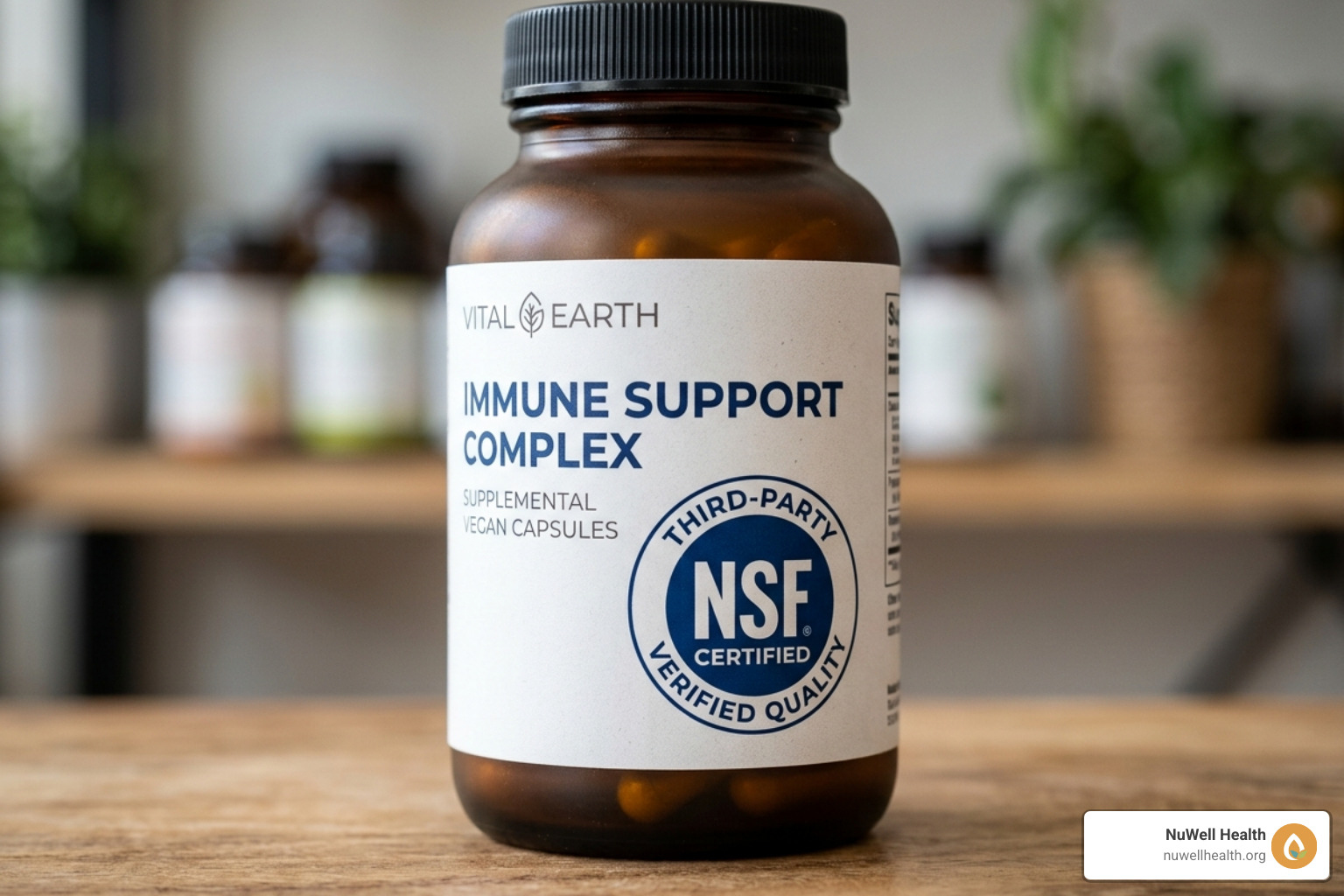 third-party testing seal on supplement label - herbal food supplement