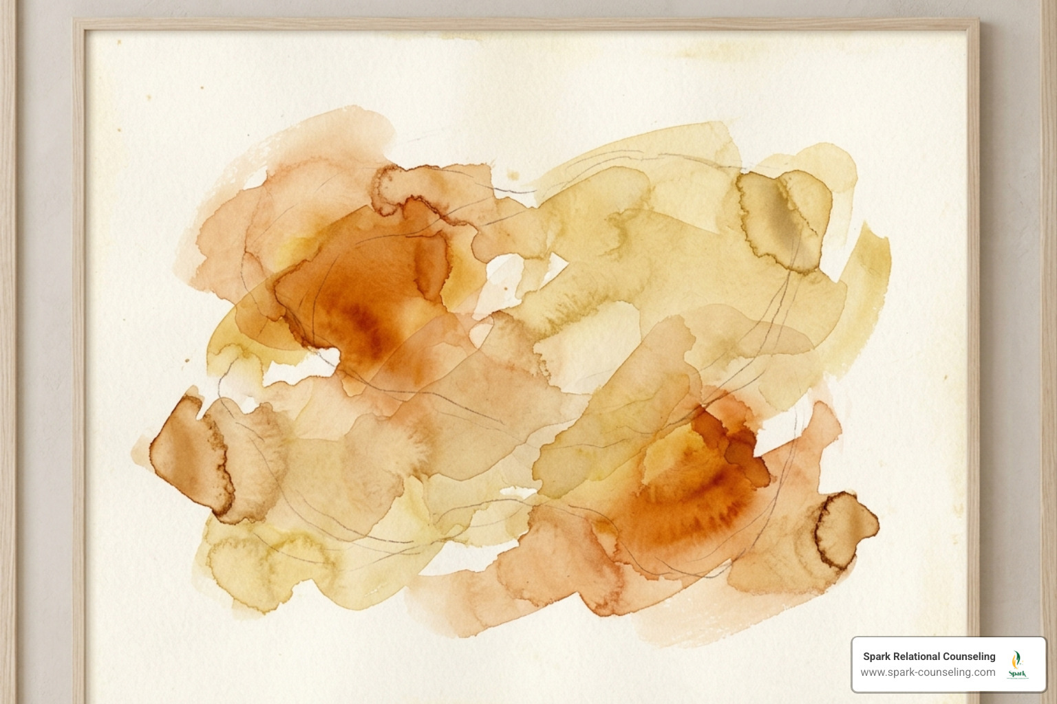 Abstract amber watercolor representing the fluid and layered nature of emotional healing - Rebuild trust after affair