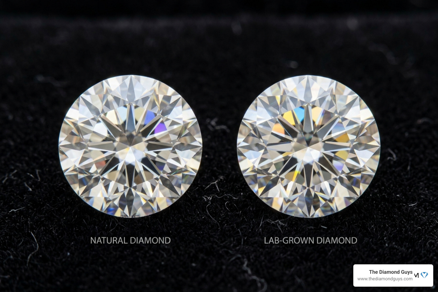 natural diamond and lab-grown diamond side by side - difference between real and synthetic diamonds natural diamond and lab-grown diamond side by side - difference between real and synthetic diamonds