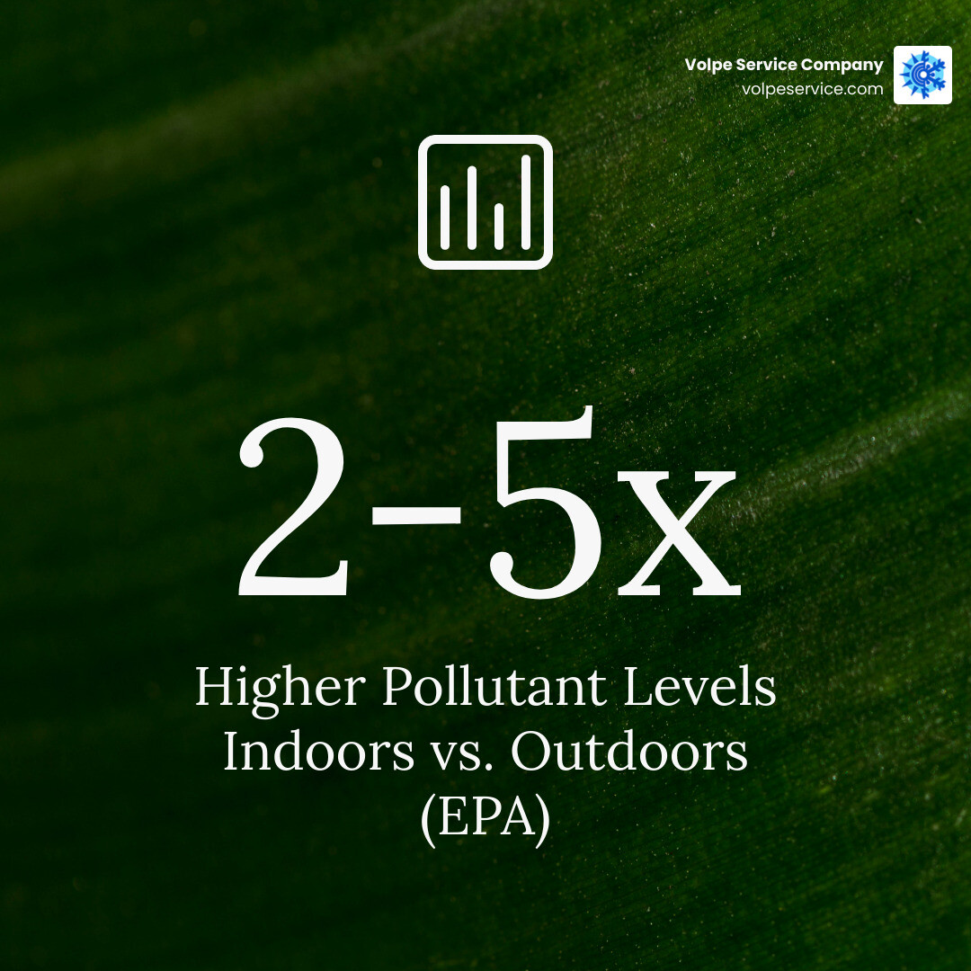 Infographic showing indoor air pollutants being 2 to 5 times higher than outdoor levels with filter rating comparisons Infographic showing indoor air pollutants being 2 to 5 times higher than outdoor levels with filter rating comparisons