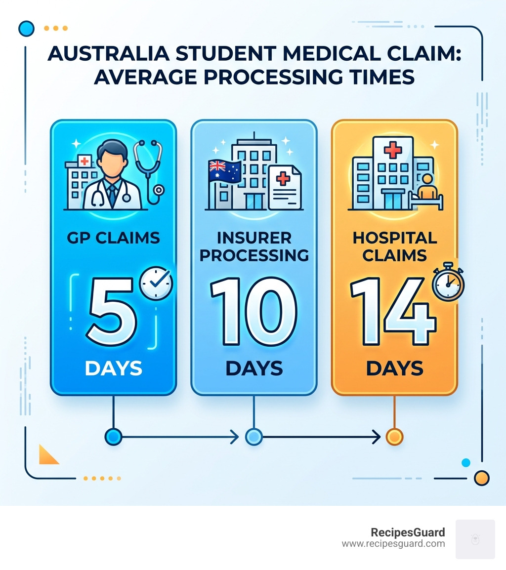 Statistic showing average claim processing times: 5 days for GP, 10 days for Allianz, 14 days for hospital - australia