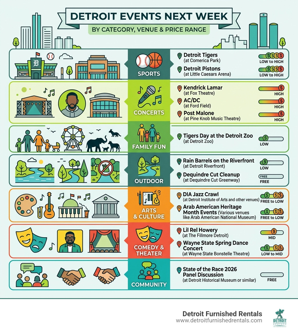 Detroit events next week by category, venue, and price range infographic - detroit events next week infographic Detroit events next week by category, venue, and price range infographic - detroit events next week infographic