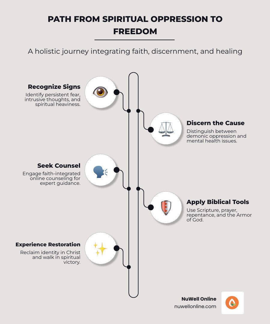Path from spiritual oppression to freedom: signs, counseling steps, biblical tools, and restoration - online counseling