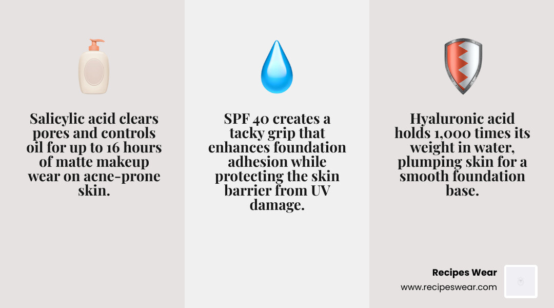 comparison of makeup finishes by skin concern - makeup skin infographic 3_facts_emoji_grey