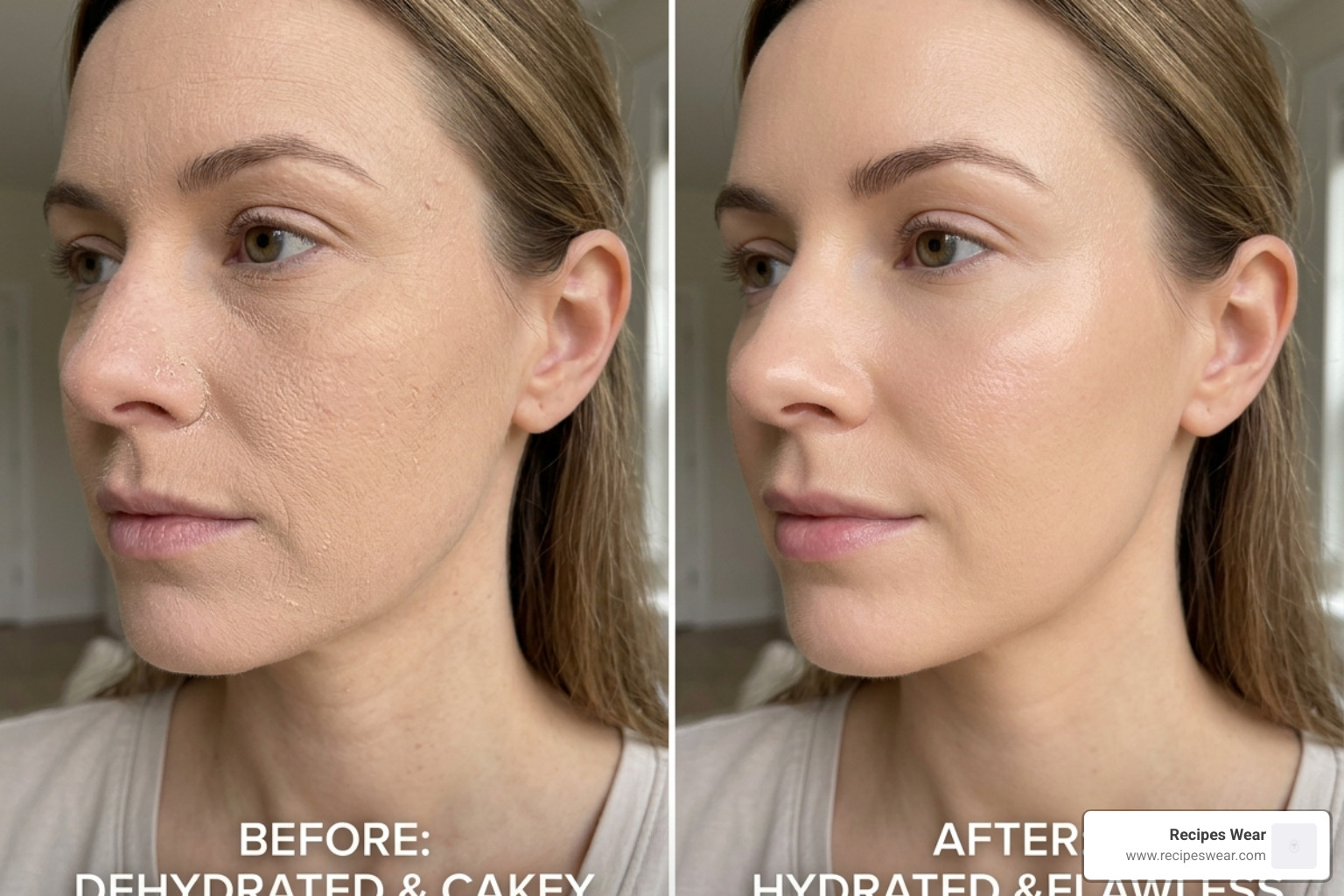 hydrated vs dehydrated skin under foundation - makeup skin