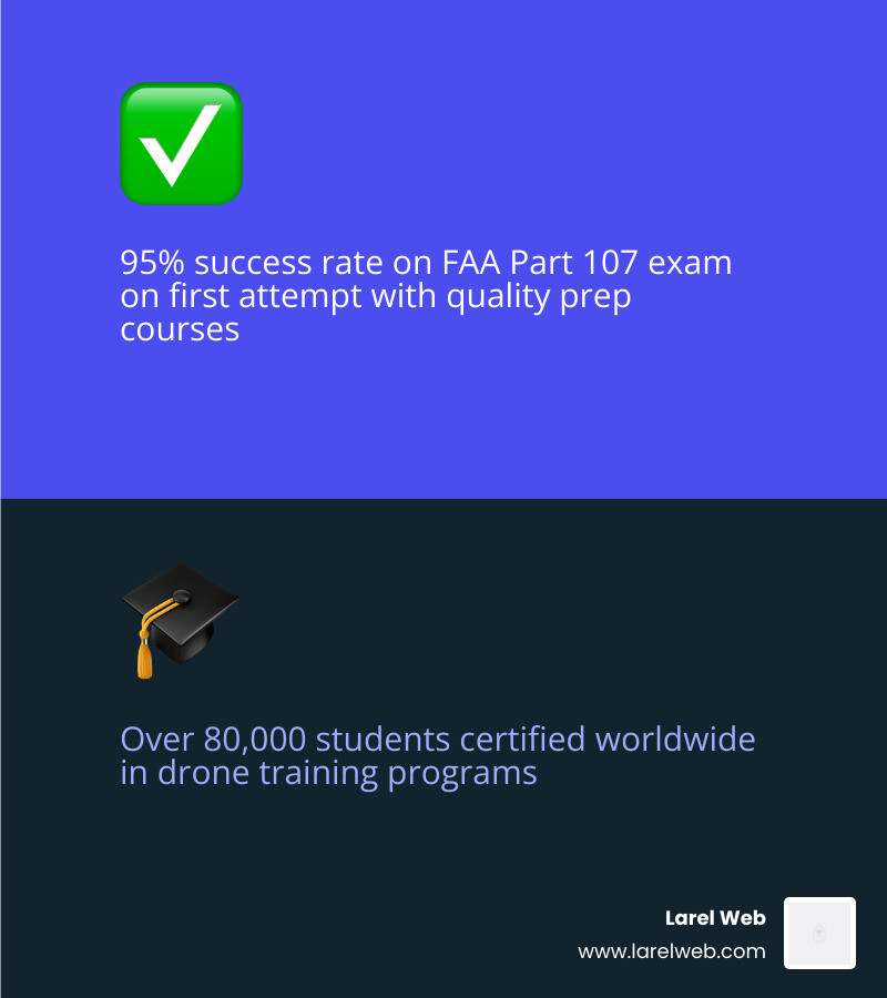 Infographic comparing success rates of Part 107 students - curso de drone infographic 2_facts_emoji_blue